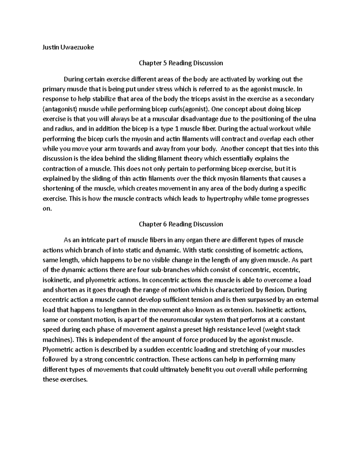 Chapter 5-6 Reading Discussion Assignment - Justin Uwaezuoke Chapter 5 ...