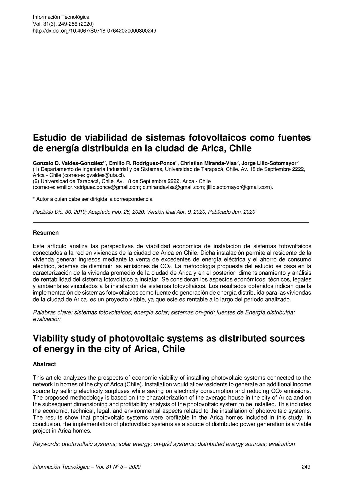 0718 0764 infotec 31 03 249 - Estudio de viabilidad de sistemas  fotovoltaicos como fuentes de - Studocu