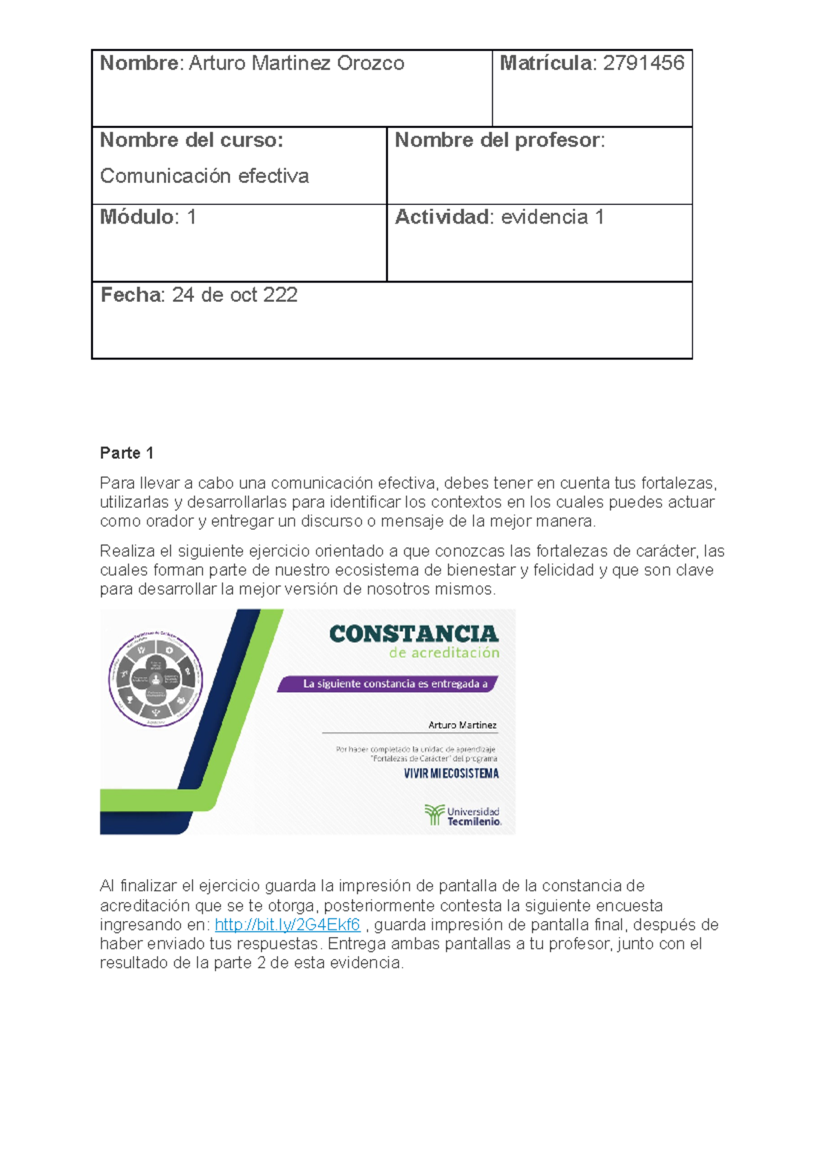 Evidencia 1 comunicacion efectiva - Nombre : Arturo Martinez Orozco ...