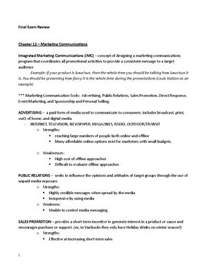 Intro to Marketing Midterm Review - Chapter 1 Marketing Fundamentals ...