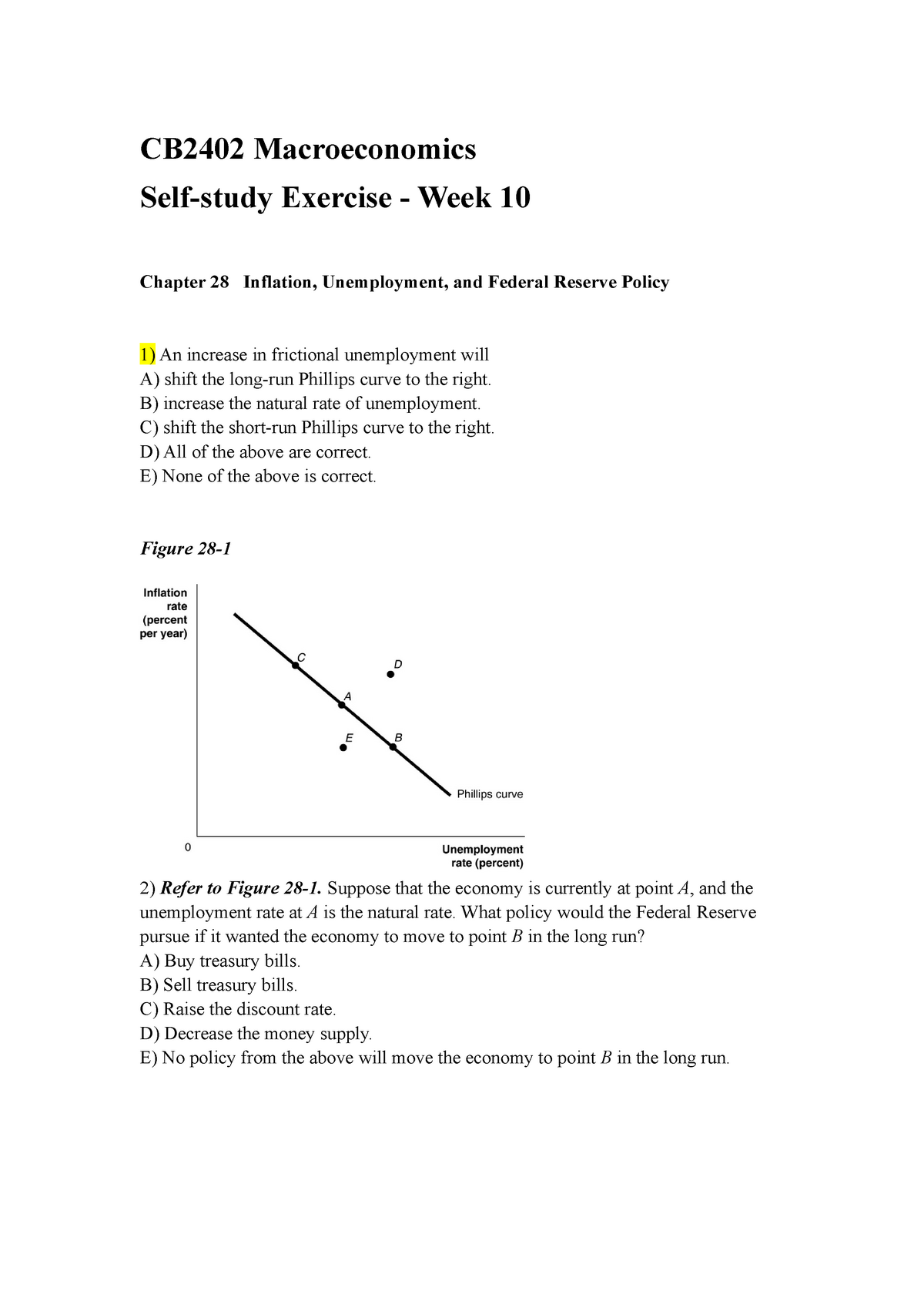 Self-study Exercise - Week 10 - CB2402 Macroeconomics Self-study ...