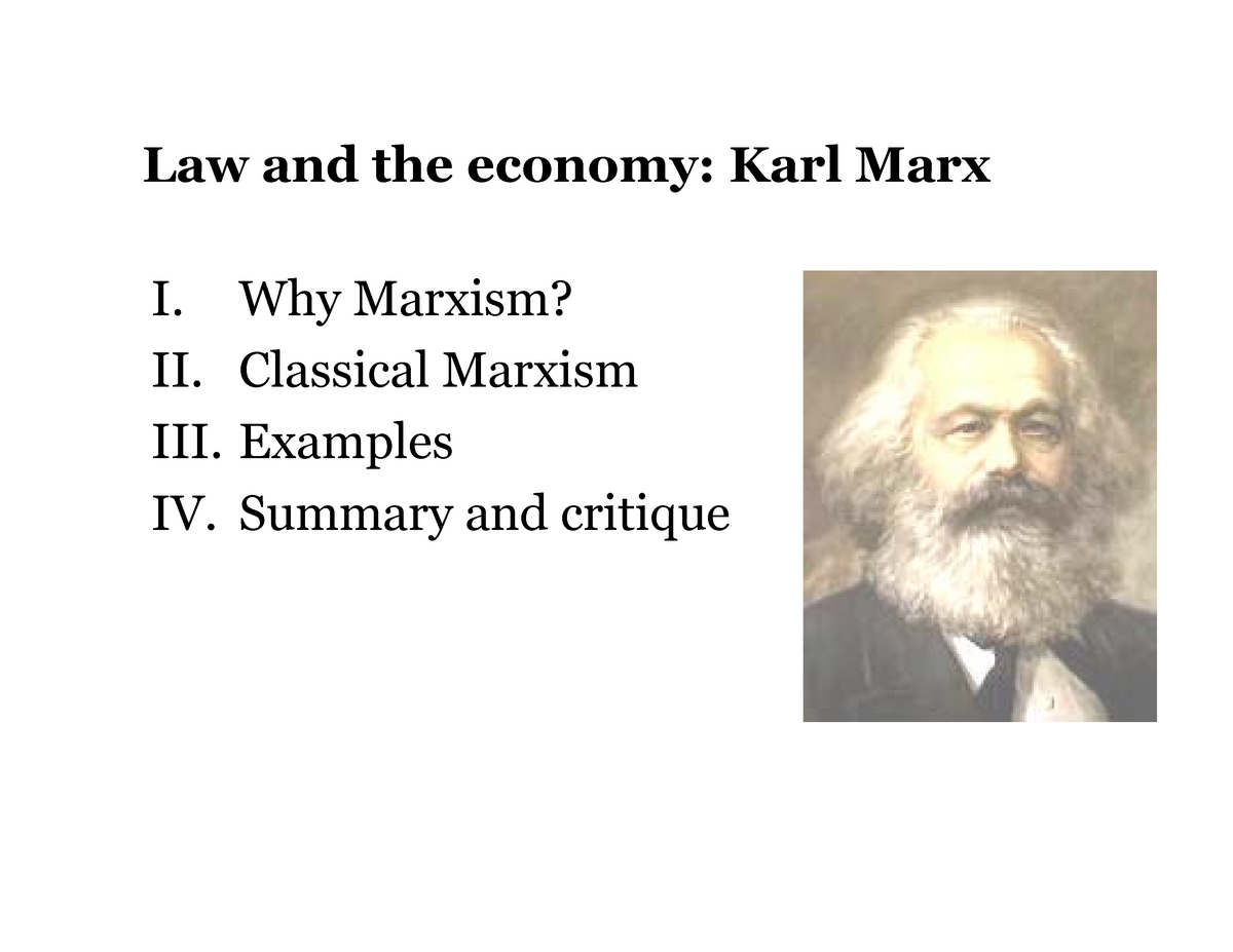 Soc 173 Marxian Theory - Lecture Notes 2 - Law And The Economy: Karl ...