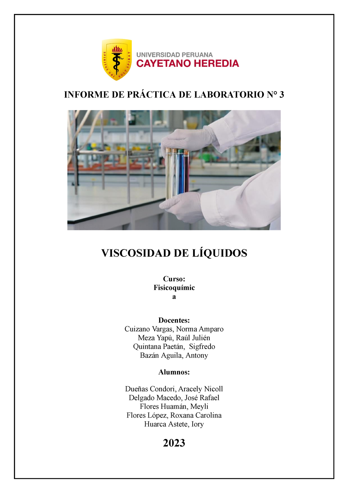 G3-LAB 3 - Informe De Laboratorio - INFORME DE PRÁCTICA DE LABORATORIO ...