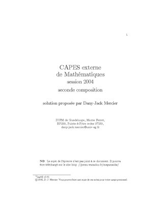 Capes 2011 M1 Corrige - SESSION 2011 CAPES EXTERNE MATHÉMATIQUES 1 ...