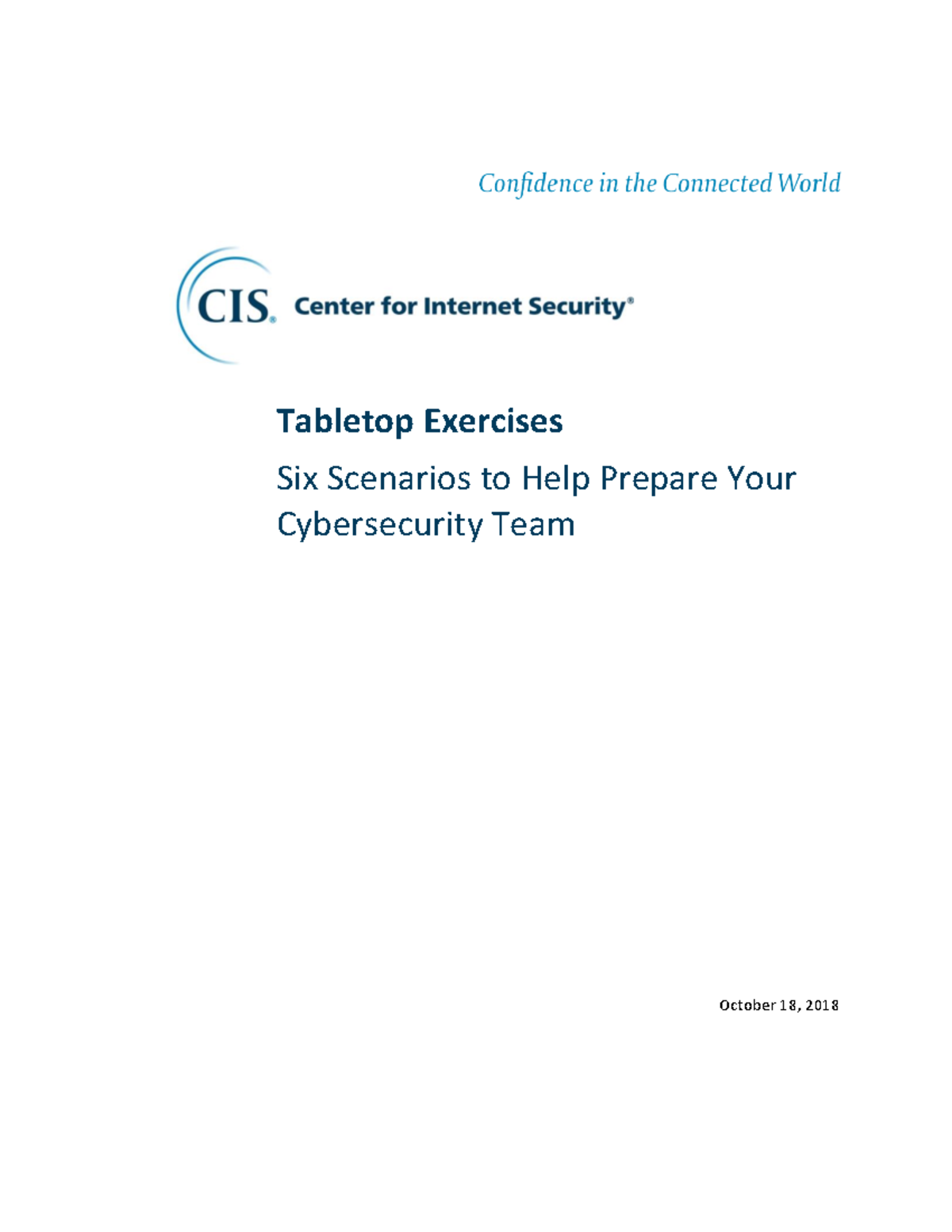 Six tabletop exercises Final October 18, 2018 Tabletop Exercises Six