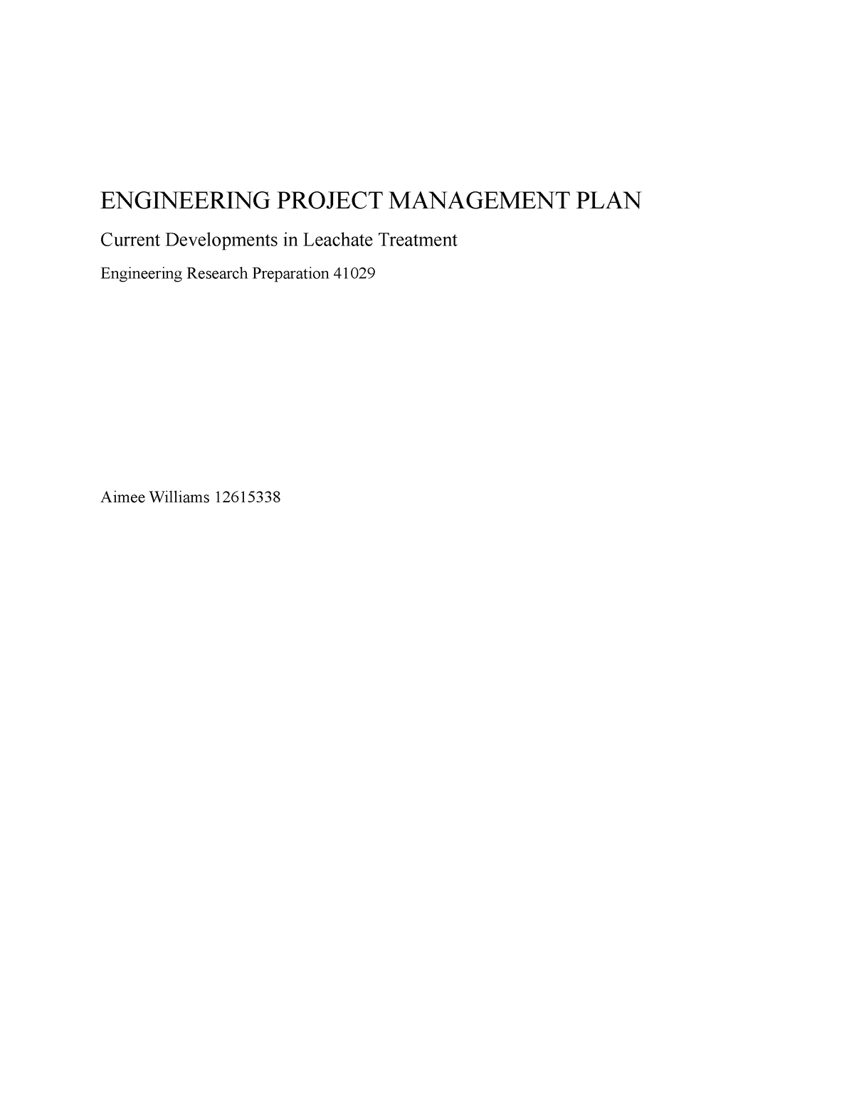 Project Managment Plan - ENGINEERING PROJECT MANAGEMENT PLAN Current ...