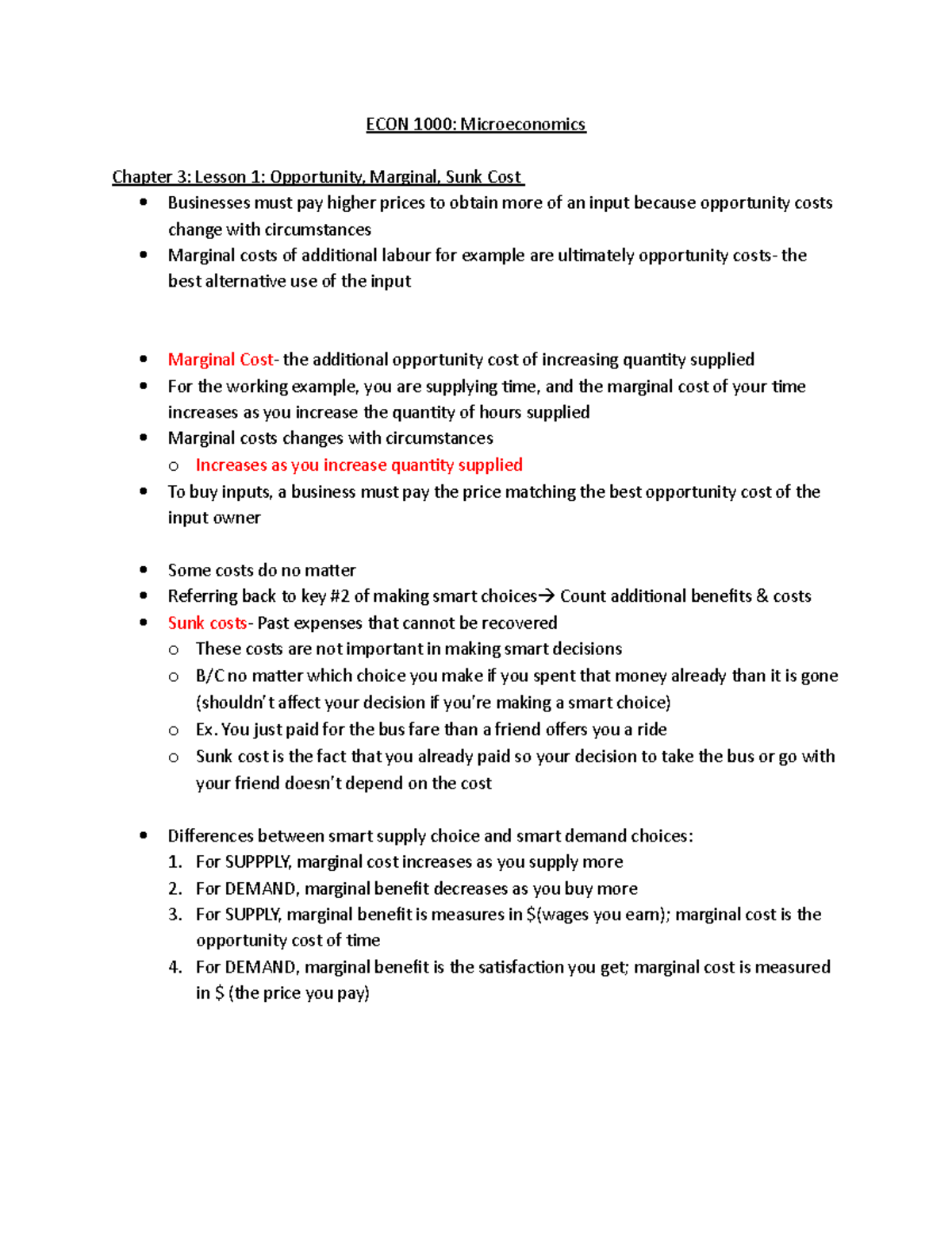Chapter 3 notes - ECON 1000: Microeconomics Chapter 3: Lesson 1 ...