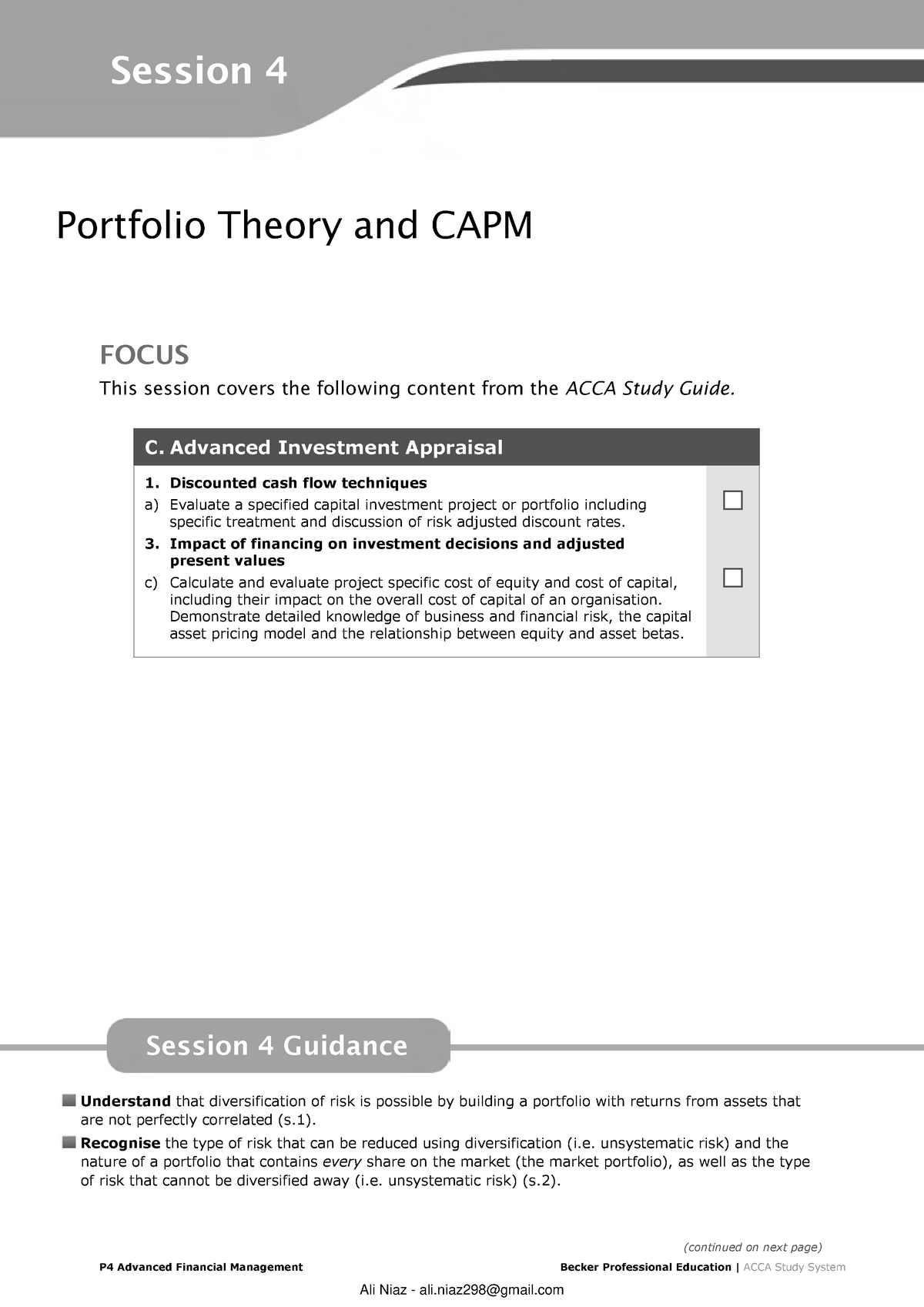 portfolio theory and capm