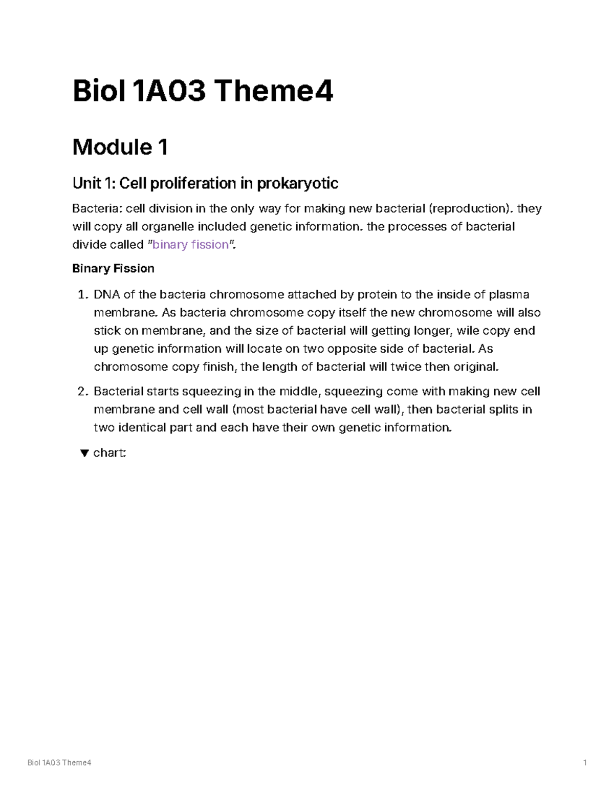 Biol 1A03 Theme 4 module 1-3 - Biol 1A03 Theme Module 1 Unit 1: Cell ...