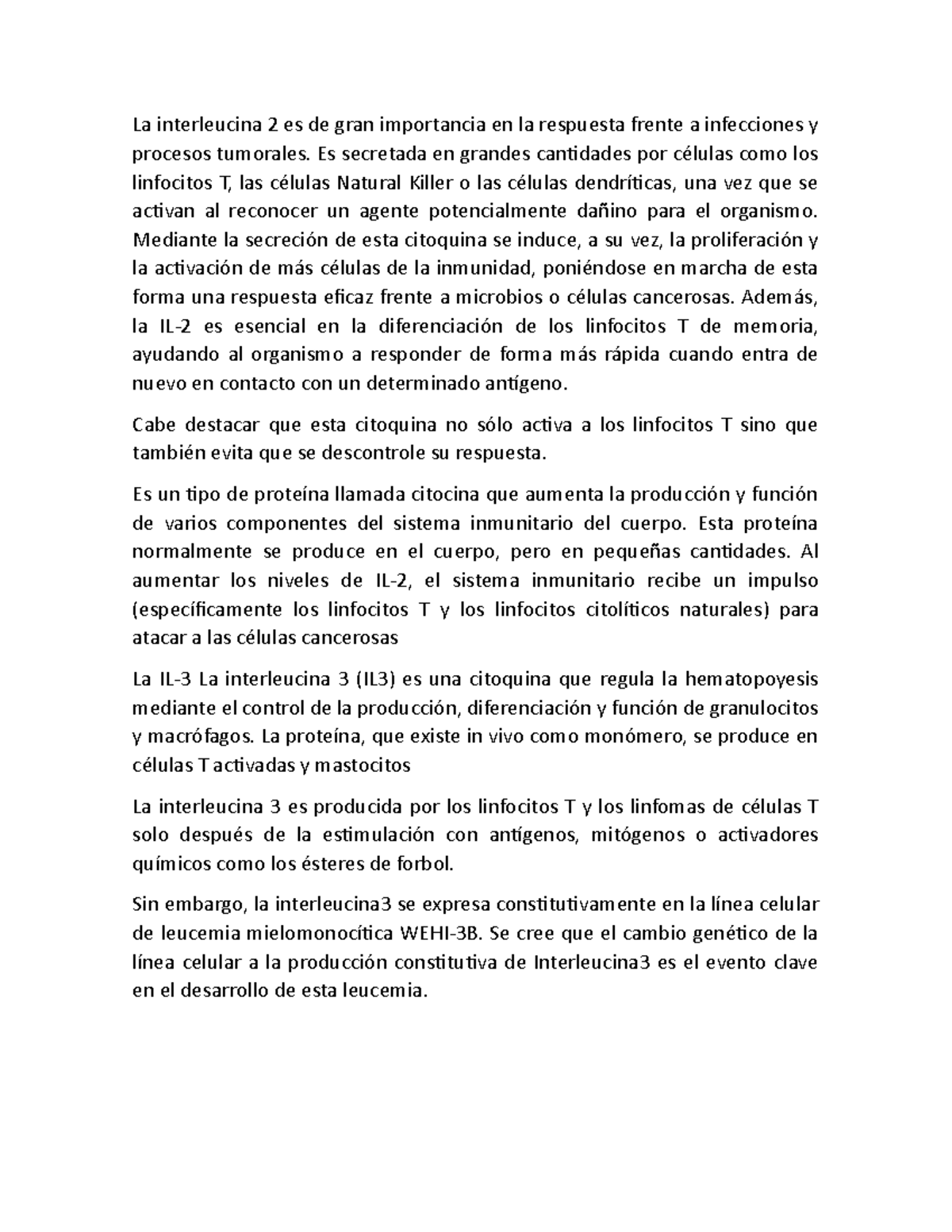 Interleucionas PART1 - Interleucinas más importantes utilizadas en ...
