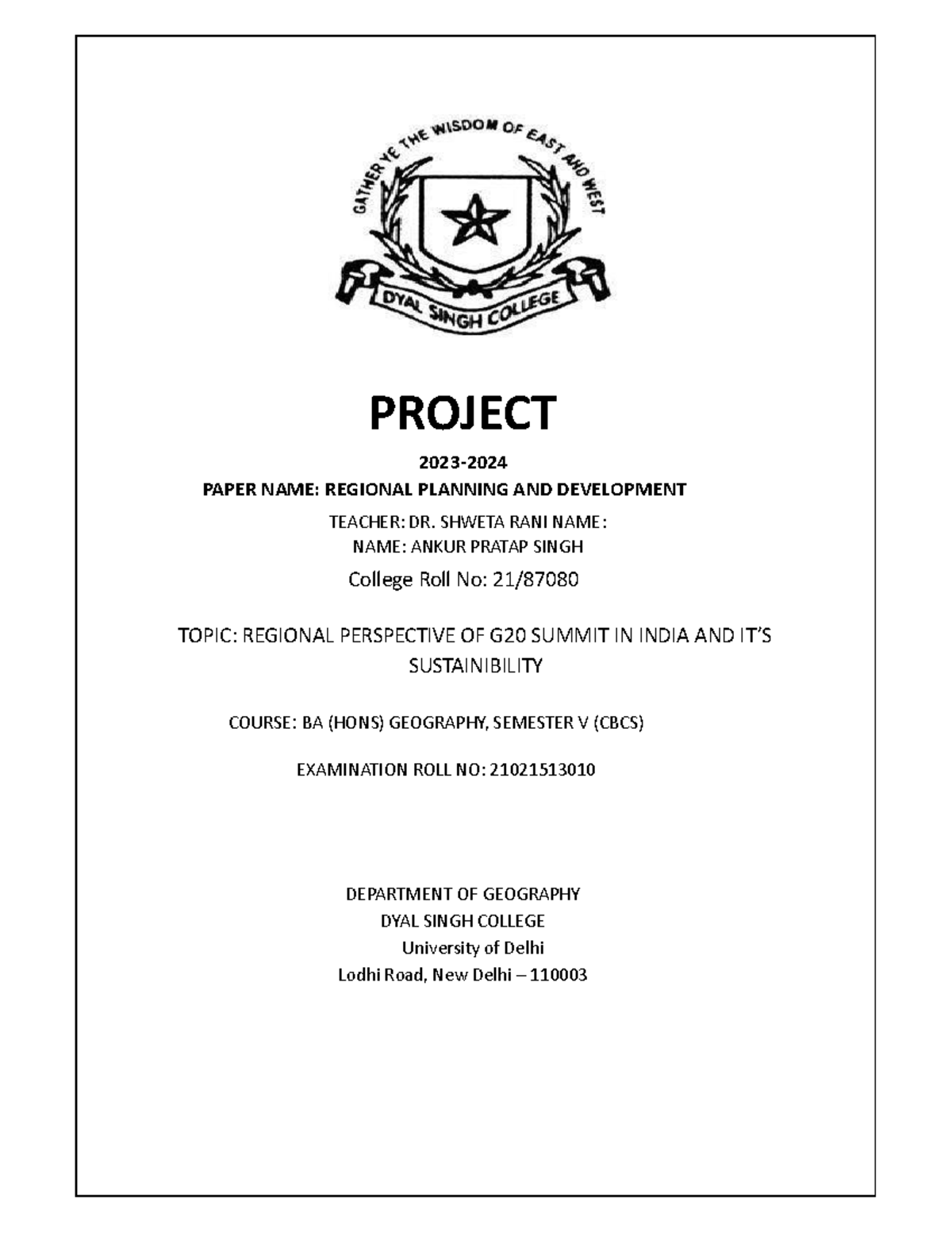 G20 Project(Ankur pratap singh, 21 87080) - PROJECT 2023- PAPER NAME ...