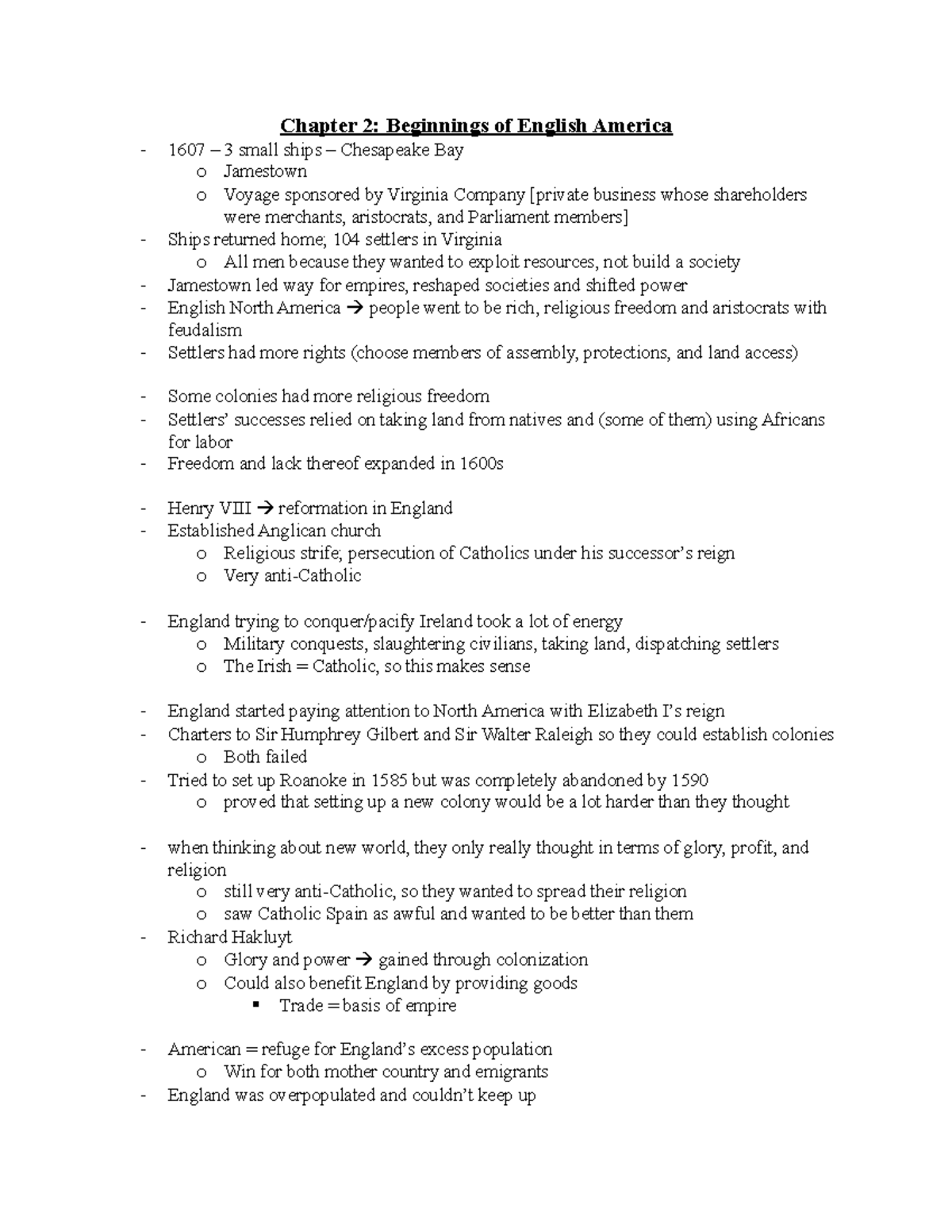 HY135 - Chapter 2 Reading Outline - Chapter 2: Beginnings Of English ...