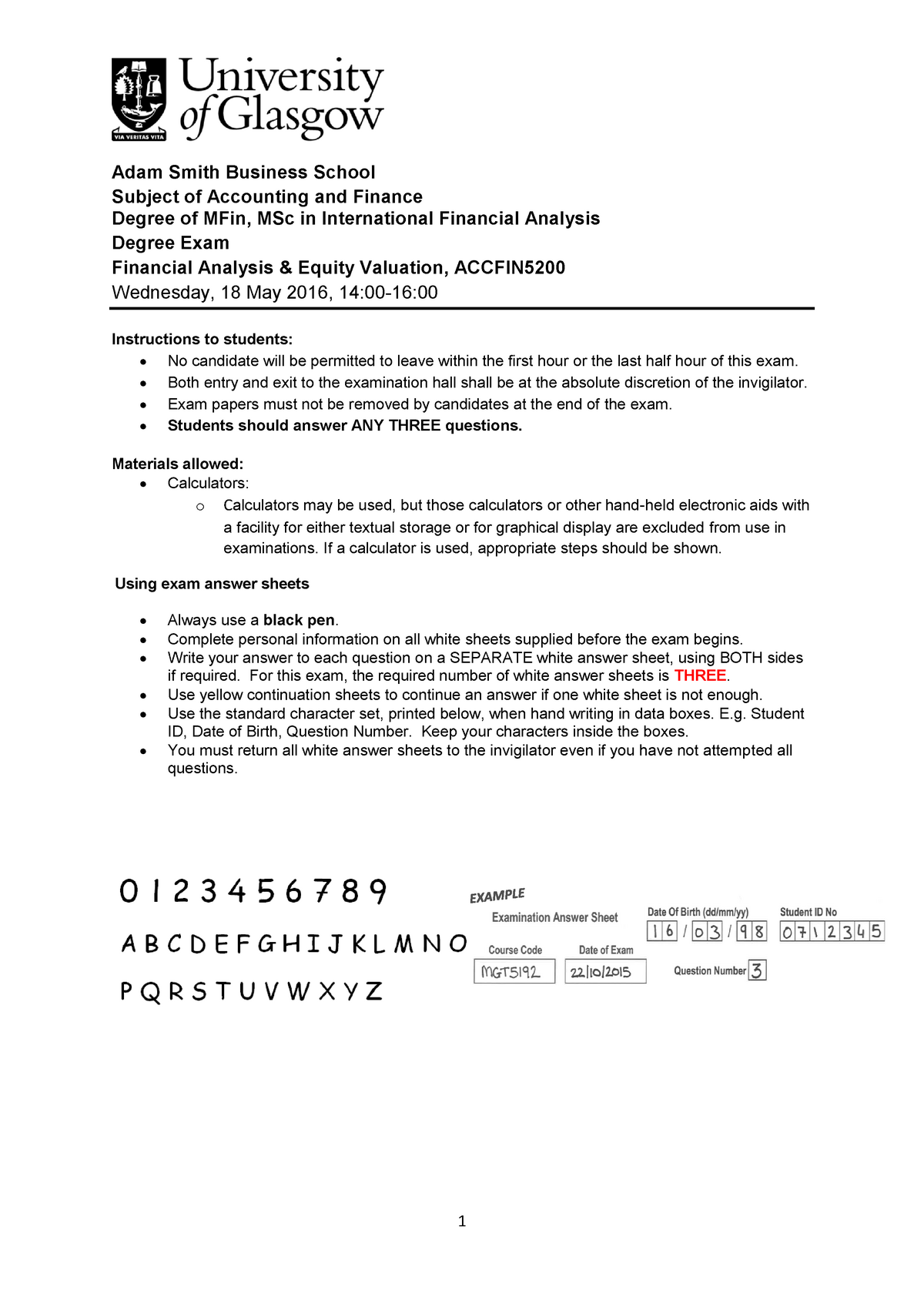 Exam 10 May 2016, questions - ACCFIN5200 - StuDocu