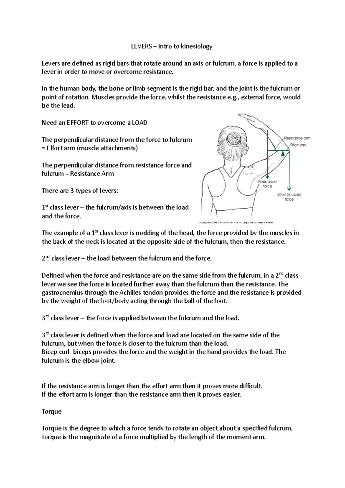 Levers intro to kinesiology LEVERS intro to kinesiology Levers