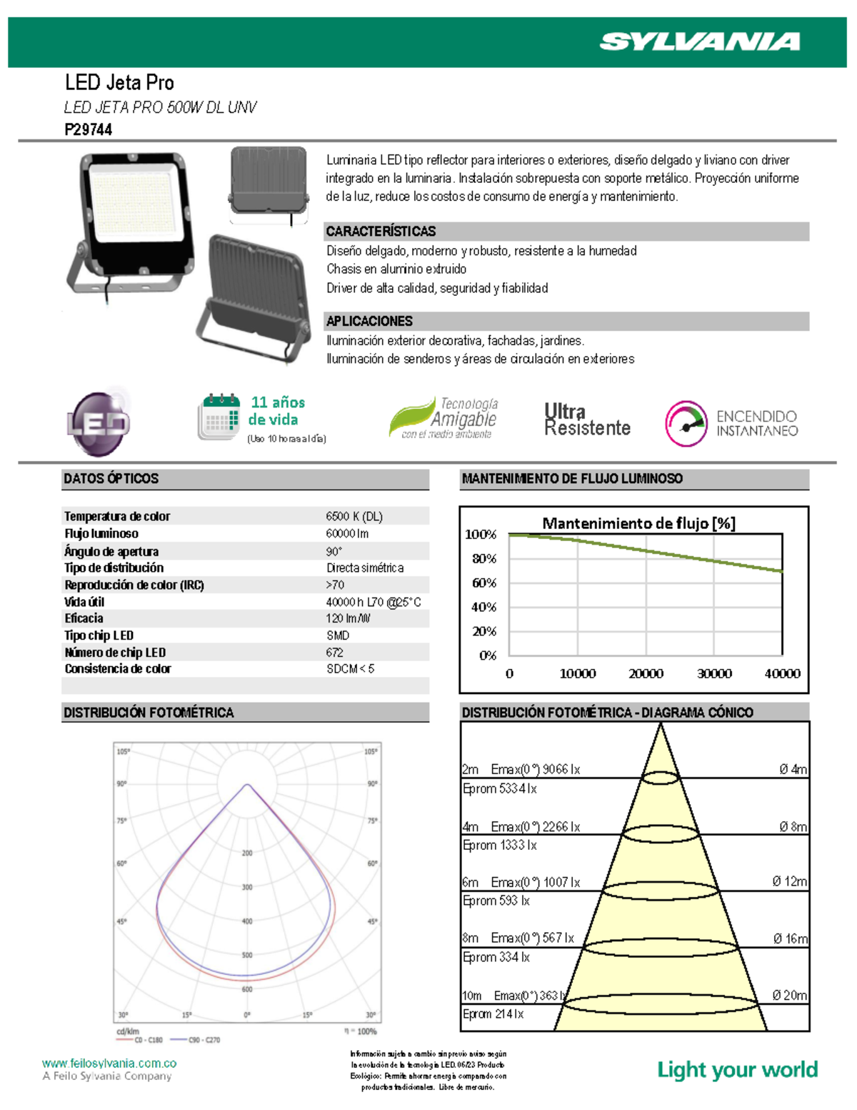 Ficha Tecnica Luminaria LED Jeta Pro LED JETA PRO 500W DL UNV P