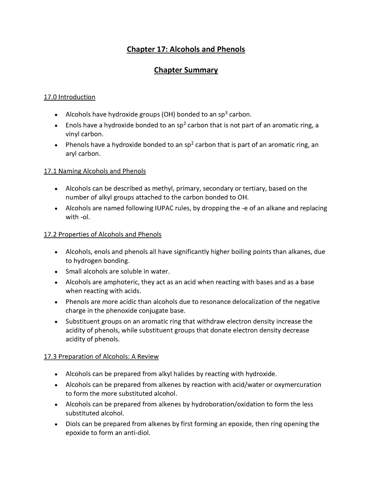 Chapter 17 - Alcohols And Phenols - Chapter 17: Alcohols And Phenols ...