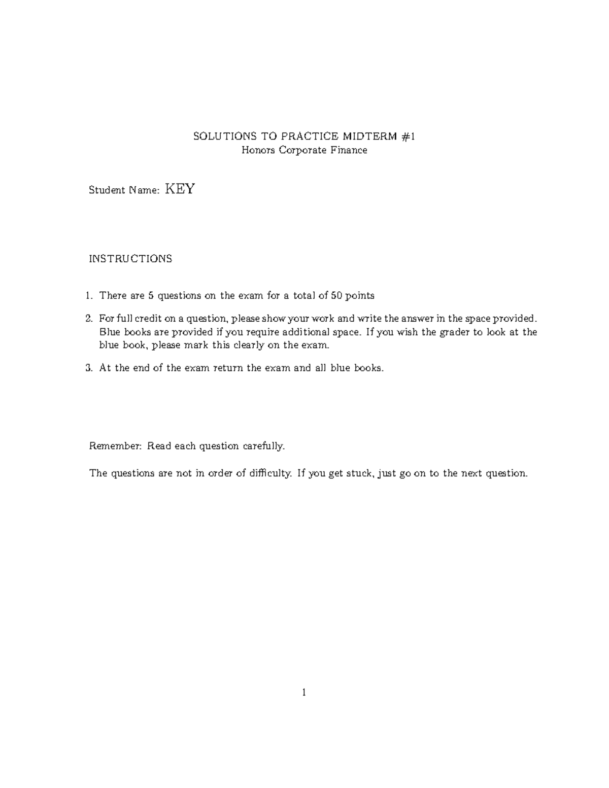 Midterm 1answers - Practice questions with solutions - SOLUTIONS TO ...