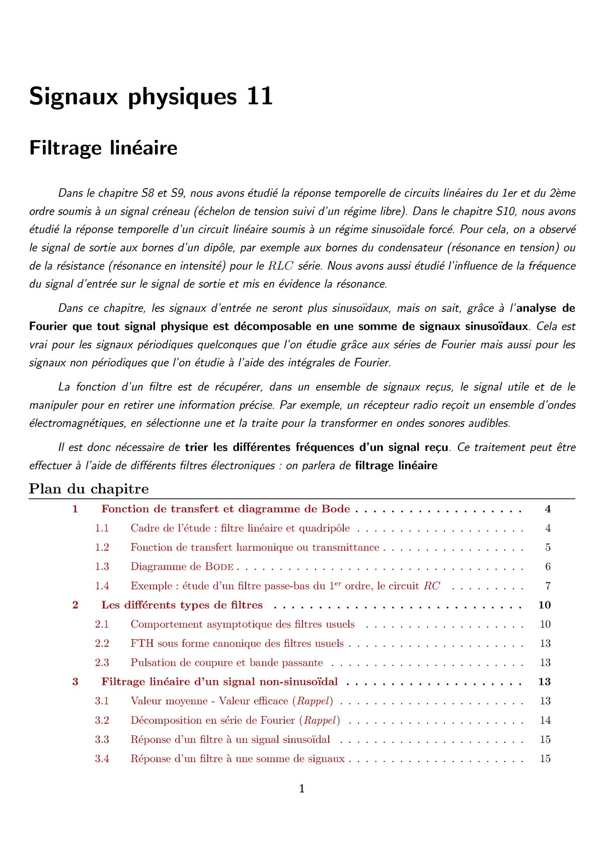 S11 Filtrage Linéaire - Cours Electrocinetique - Signaux Physiques 11 ...