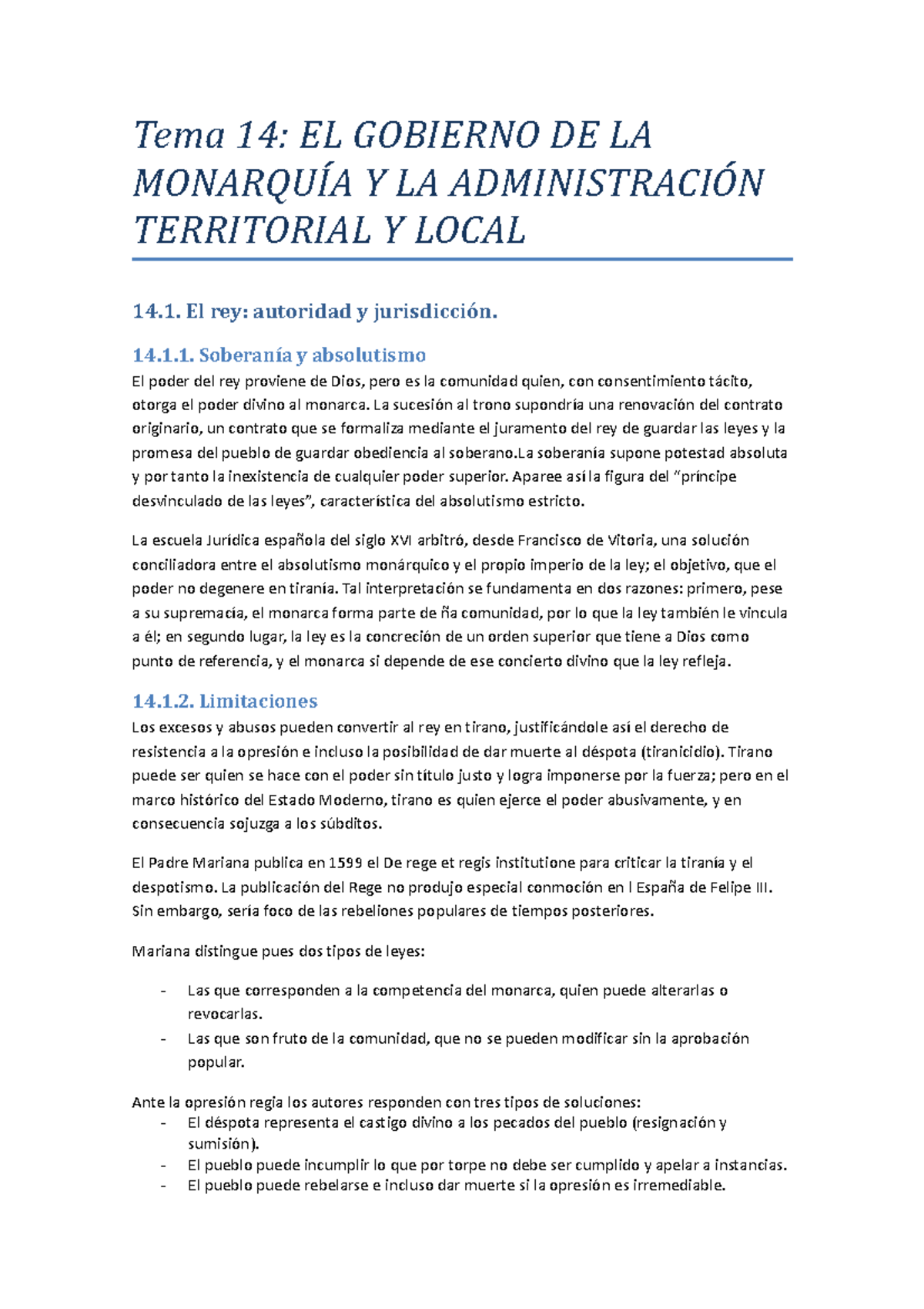Tema 14 - oooooooooooo - Tema 14: EL GOBIERNO DE LA MONARQUÍA Y LA ...