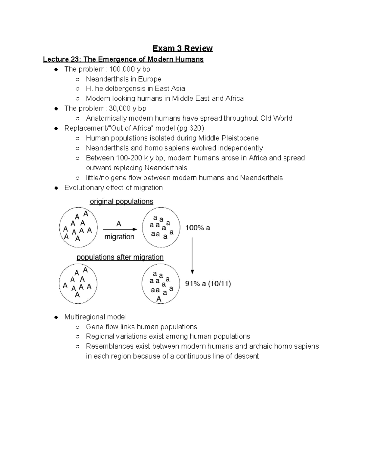 Intro To Bio Anthro Exam 3 Notes - Exam 3 Review Lecture 23: The ...