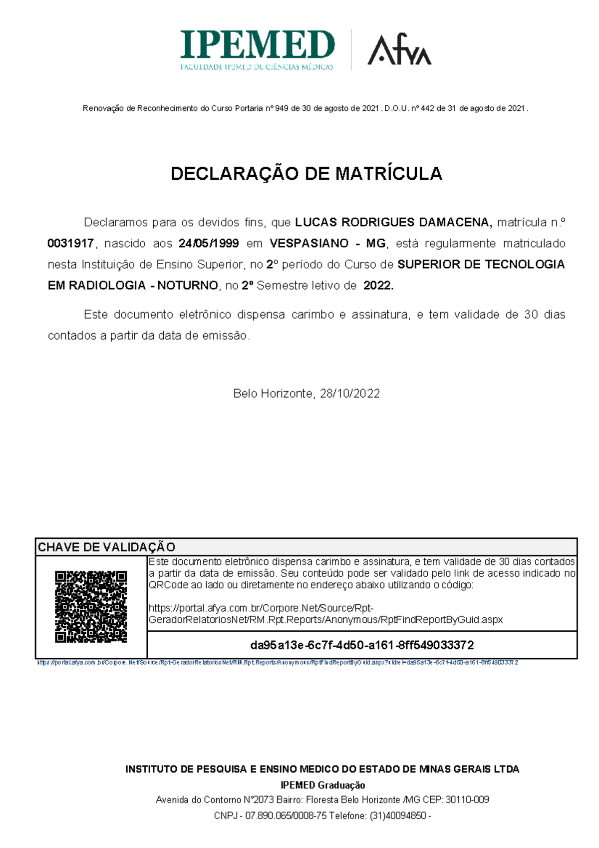 Relatorio - Enamsnms - Renovação de Reconhecimento do Curso Portaria nº ...