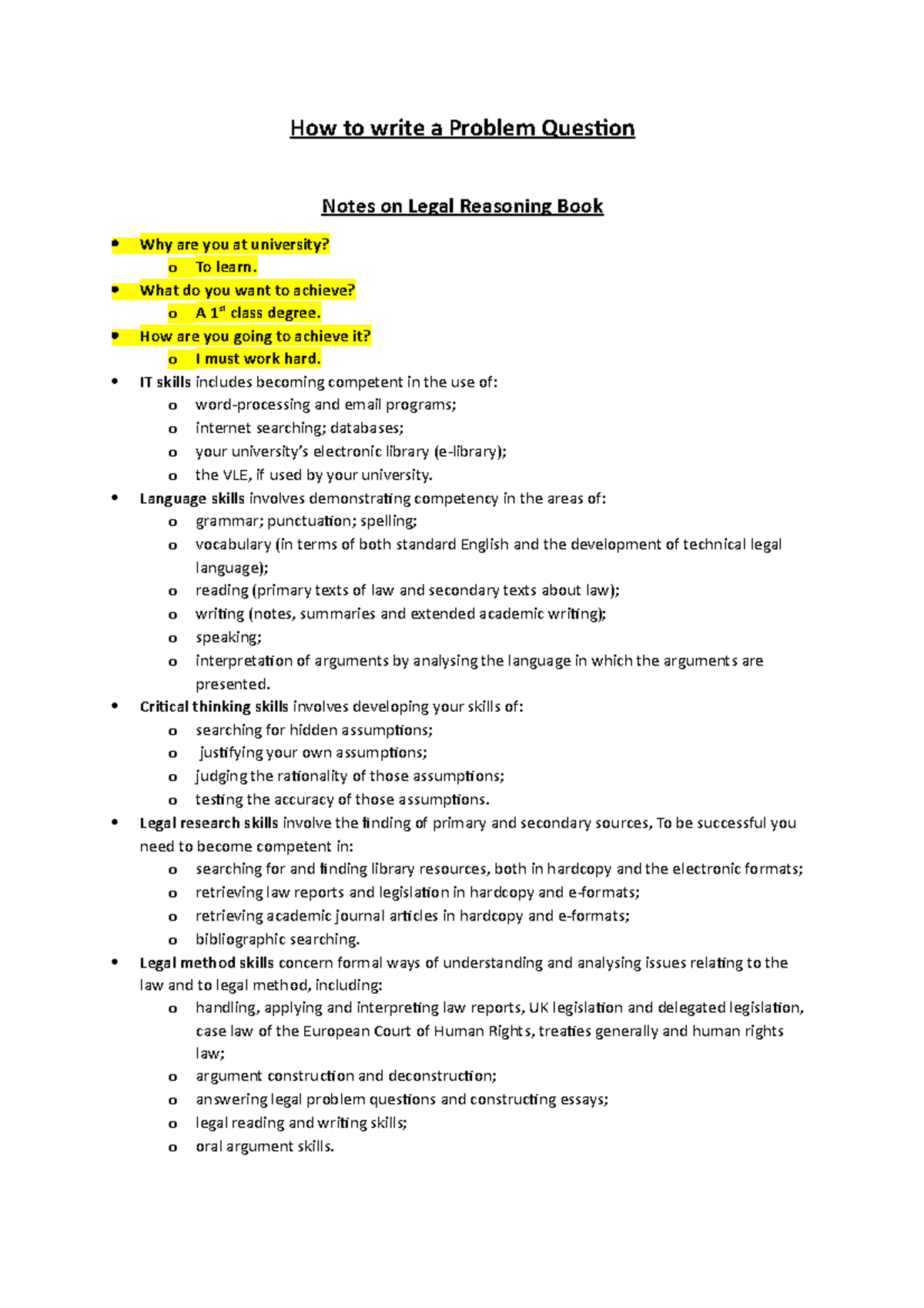 How to write a Problem Question - Seminar 2 - How to write a Problem ...