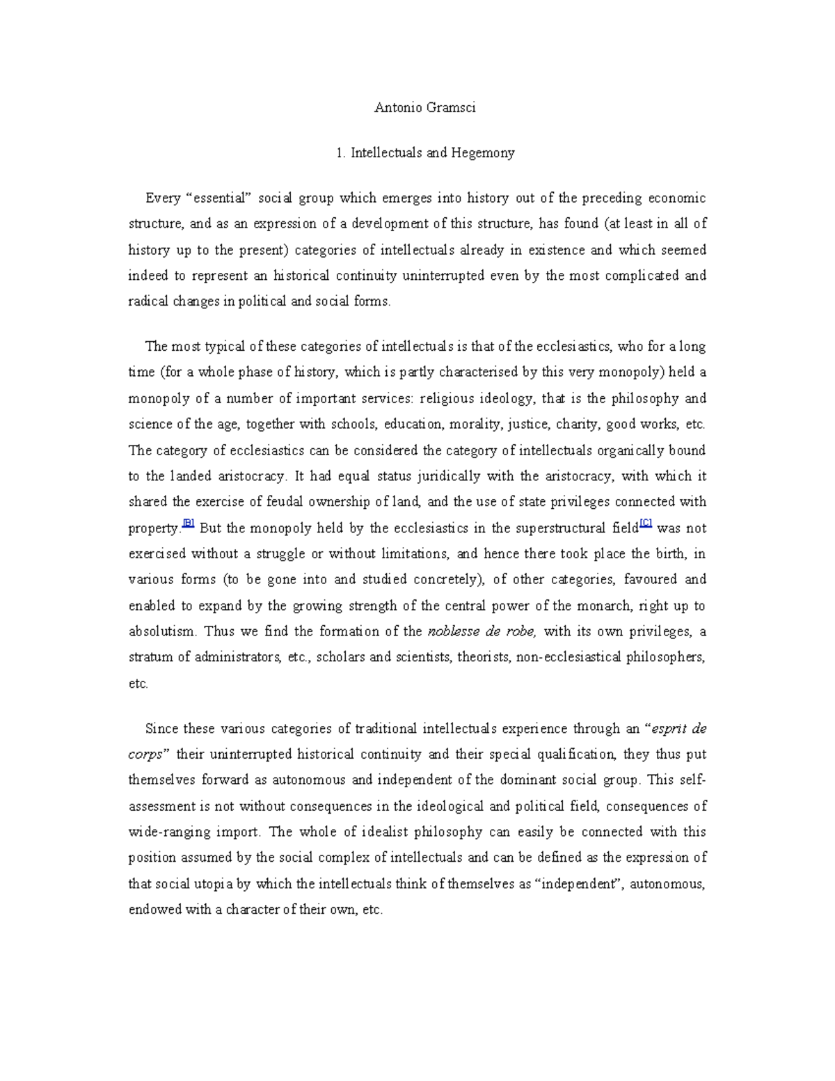 Gramsci Readings - Antonio Gramsci Intellectuals and Hegemony Every ...