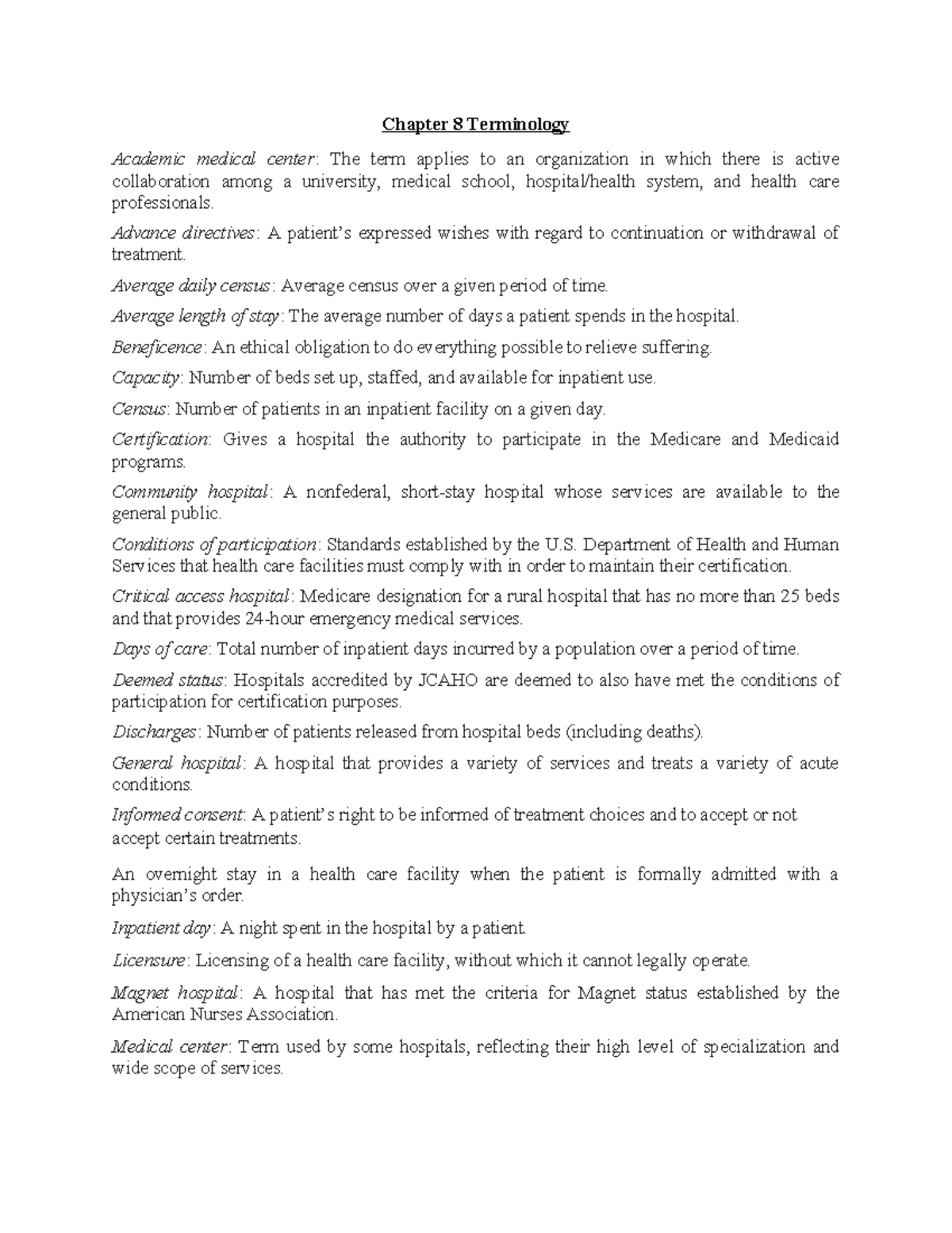 Chapter 8 Terminology - practice material - Chapter 8 Terminology ...