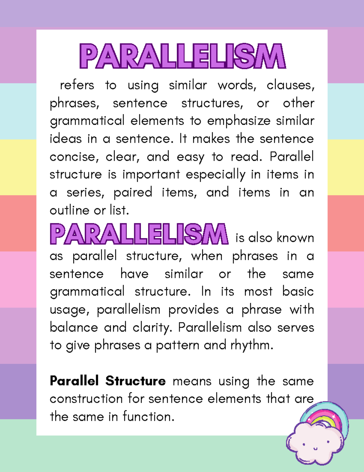 Parallelism and Cohesive devices Module - refers to using similar words ...