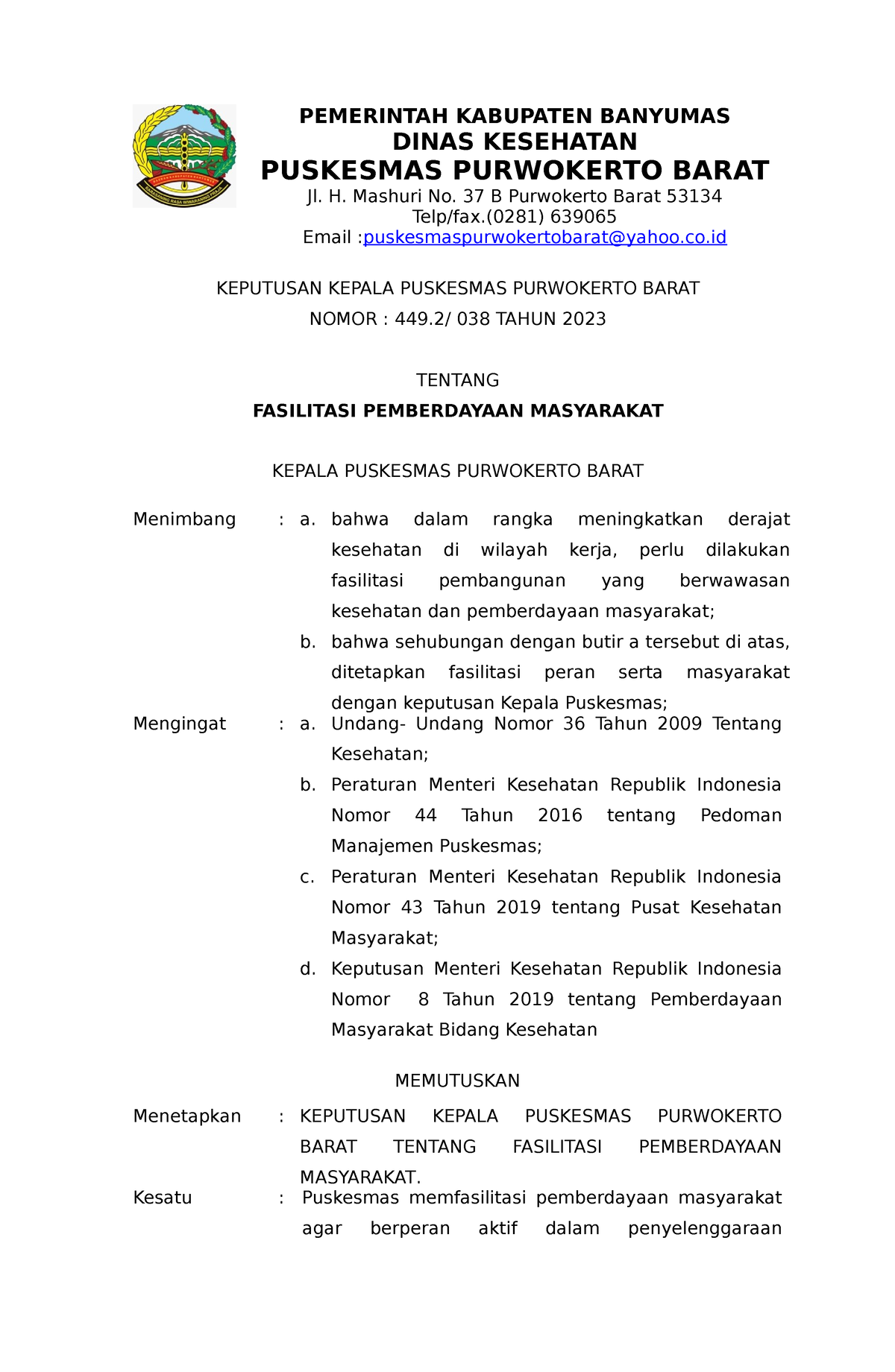 2.1.2.a SK Fasilitasi Pemberdayaan Masyarakat - PEMERINTAH KABUPATEN ...