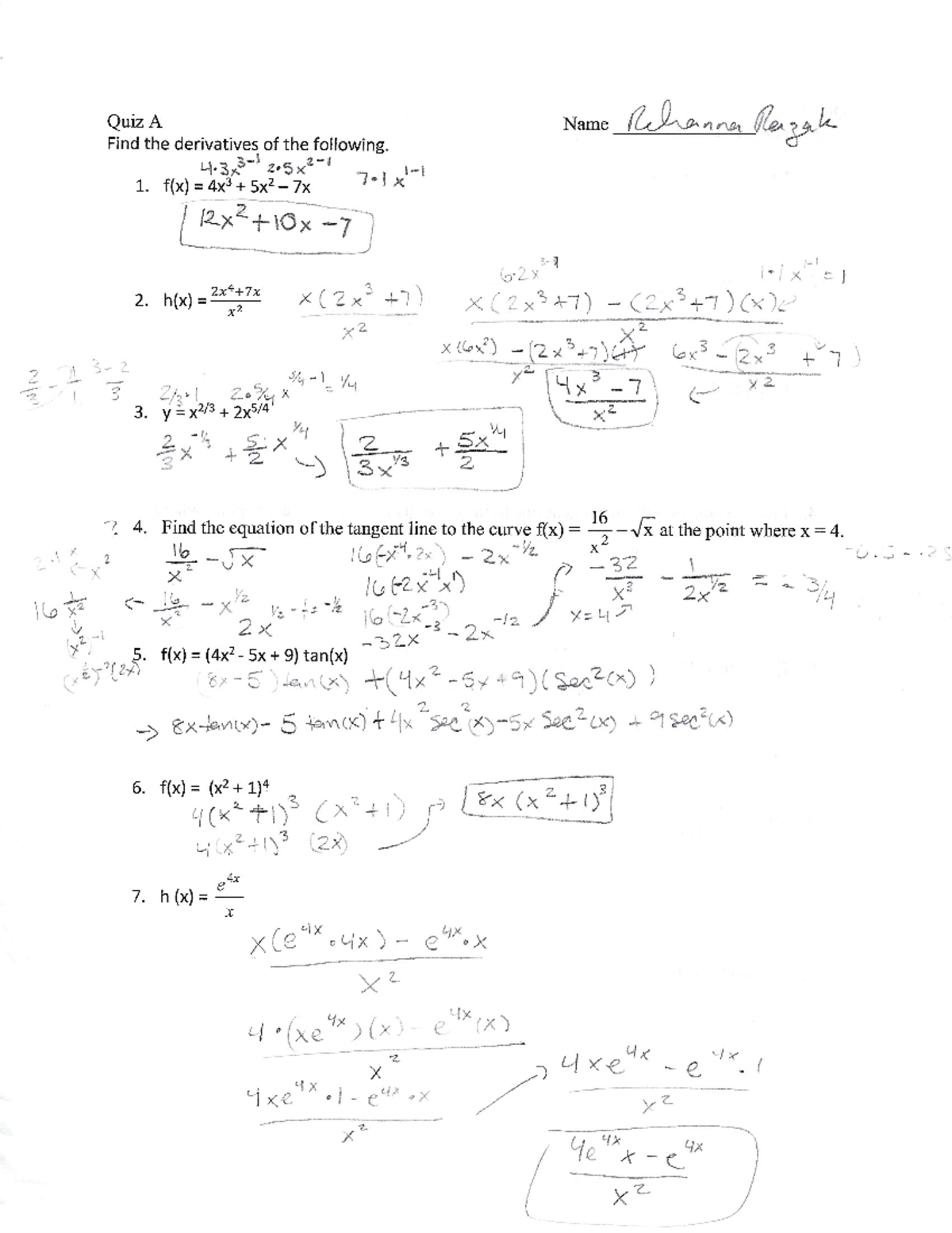 Calc Quiz A And B - Old Quiz - MATH-221 - Studocu