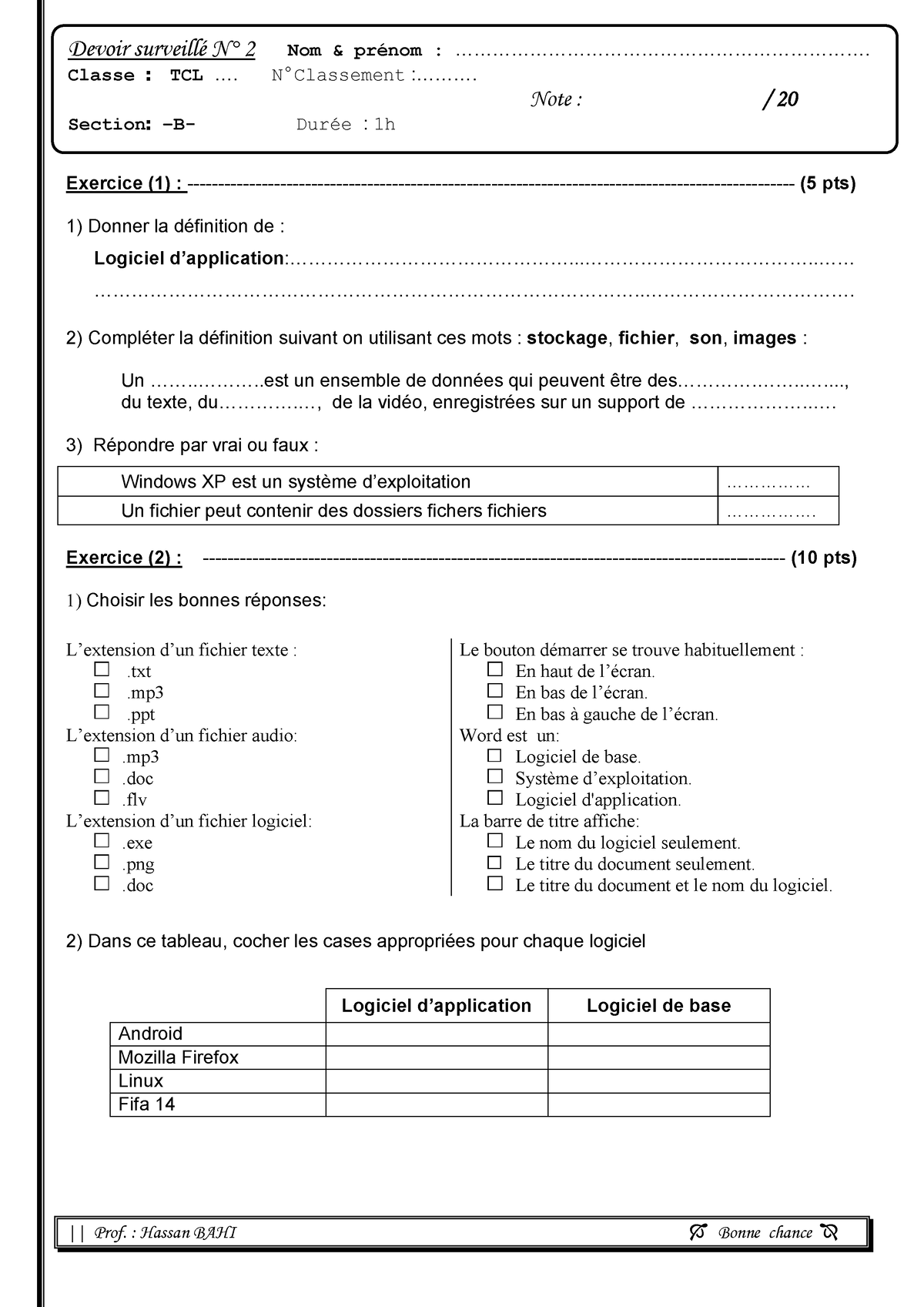 Devoir 2 modele 12 informatique tronc commun semestre 1 - || Prof ...