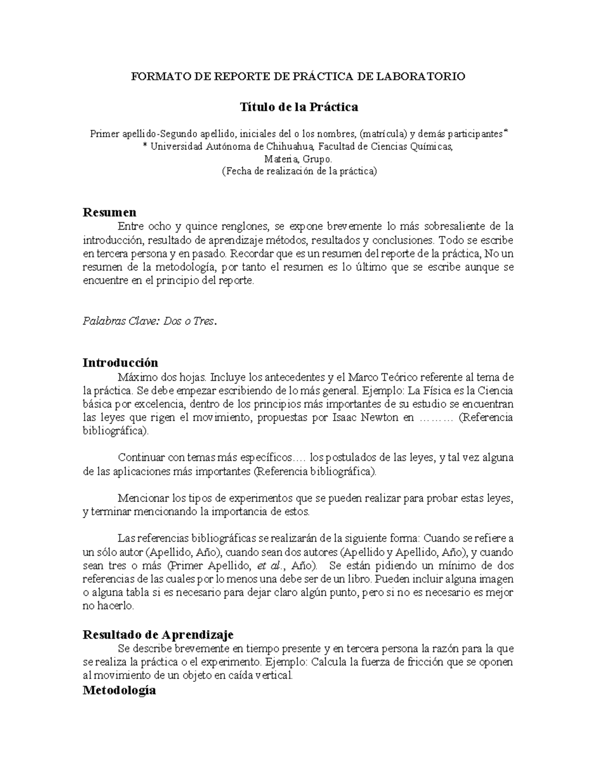 Formato De Reporte De Laboratorio Agosto 2023 Formato De Reporte De