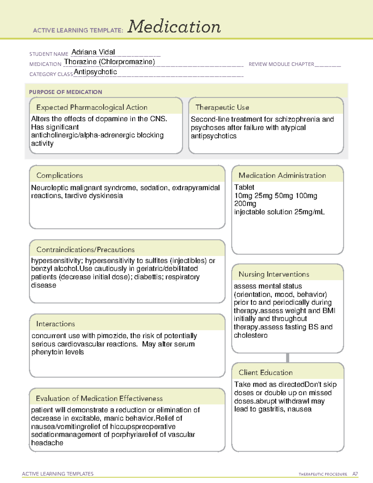 Med template Thorazine - ACTIVE LEARNING TEMPLATES THERAPEUTIC ...