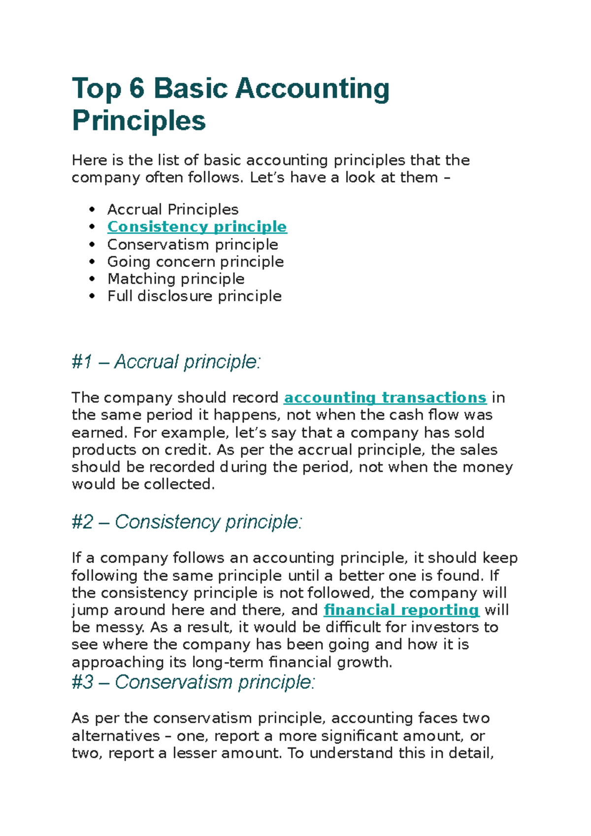 Basics of accounting - Top 6 Basic Accounting Principles Here is the ...