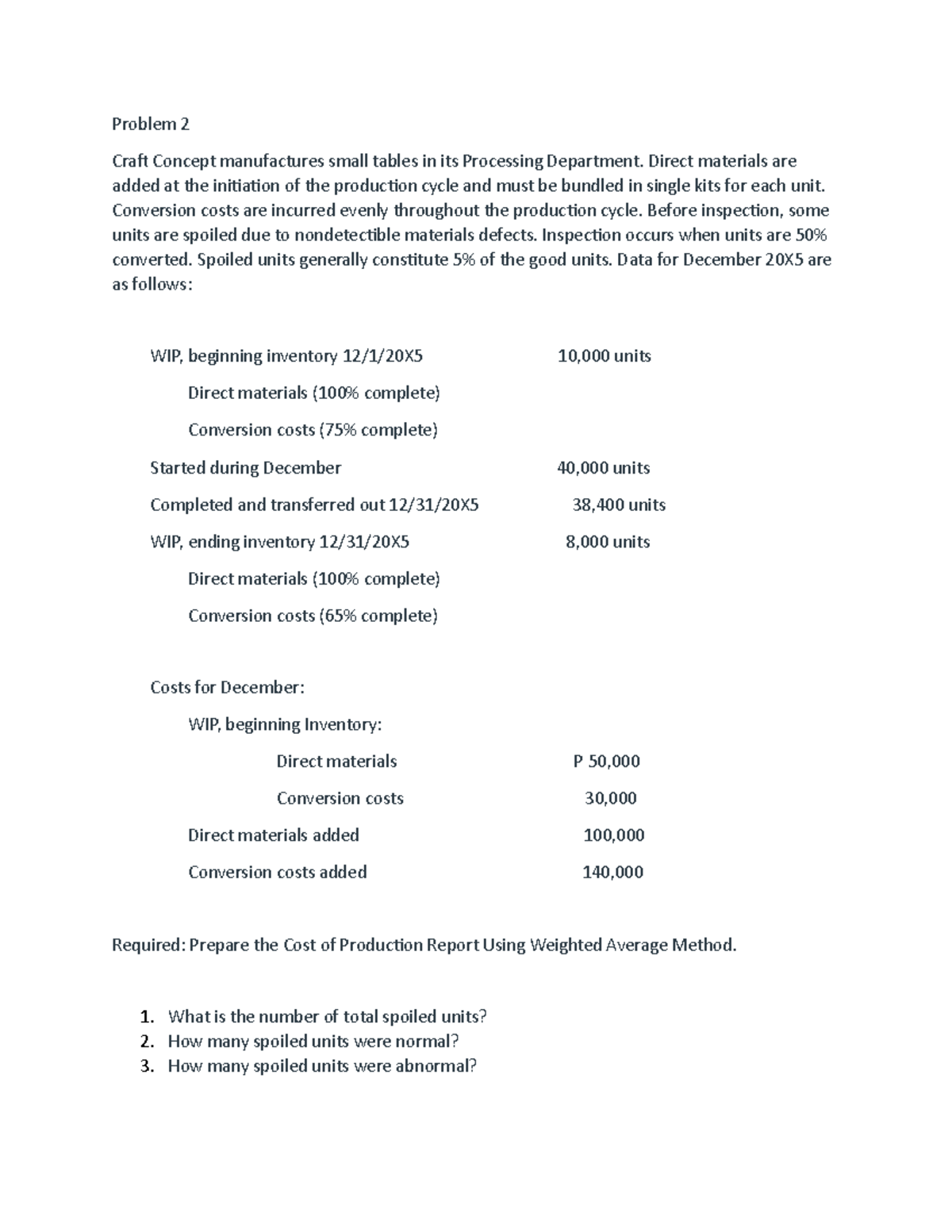 Document 52 - enjoy - Problem 2 Craft Concept manufactures small tables ...