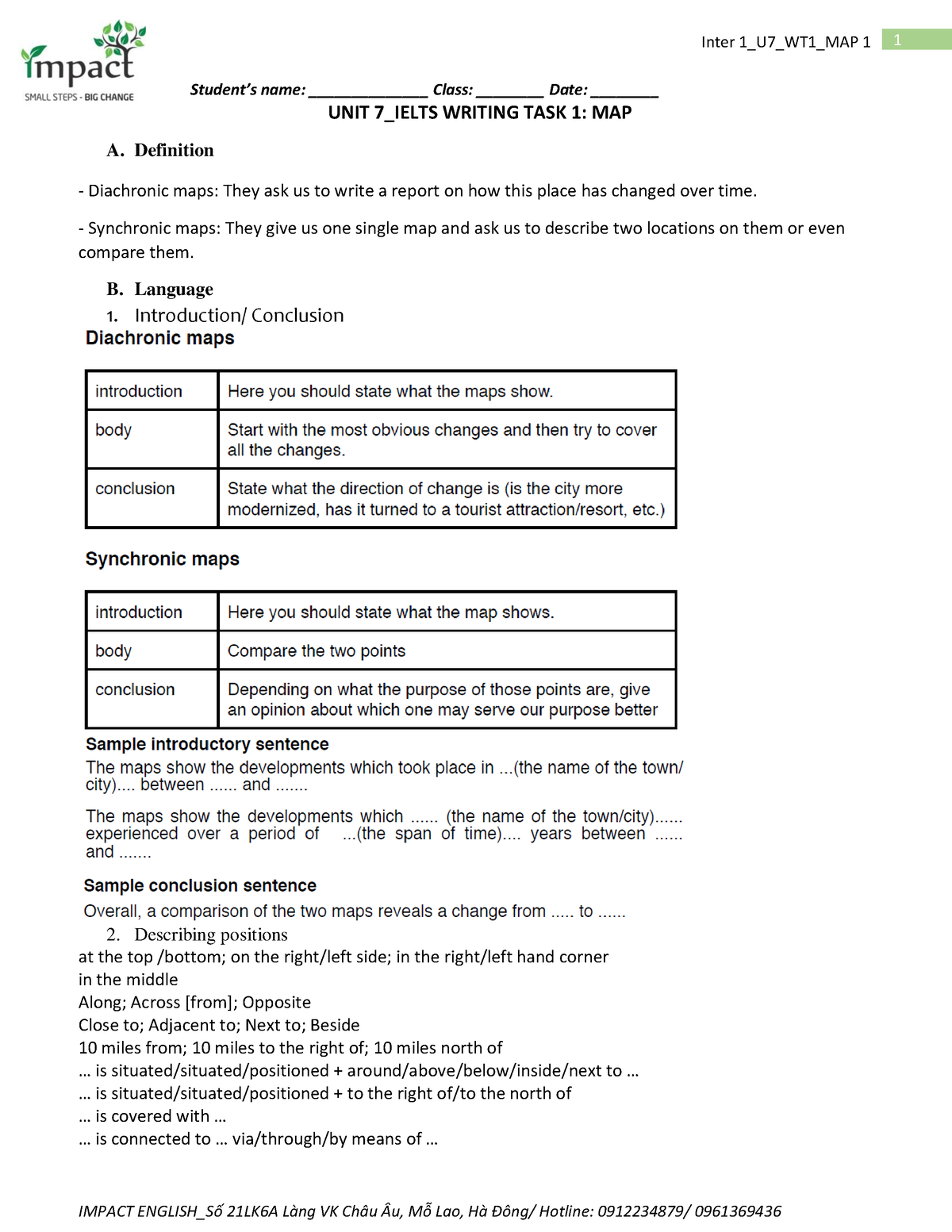 Inter 1 U7 WT1 Map 1 - Writing task 1 Map - Student’s name ...