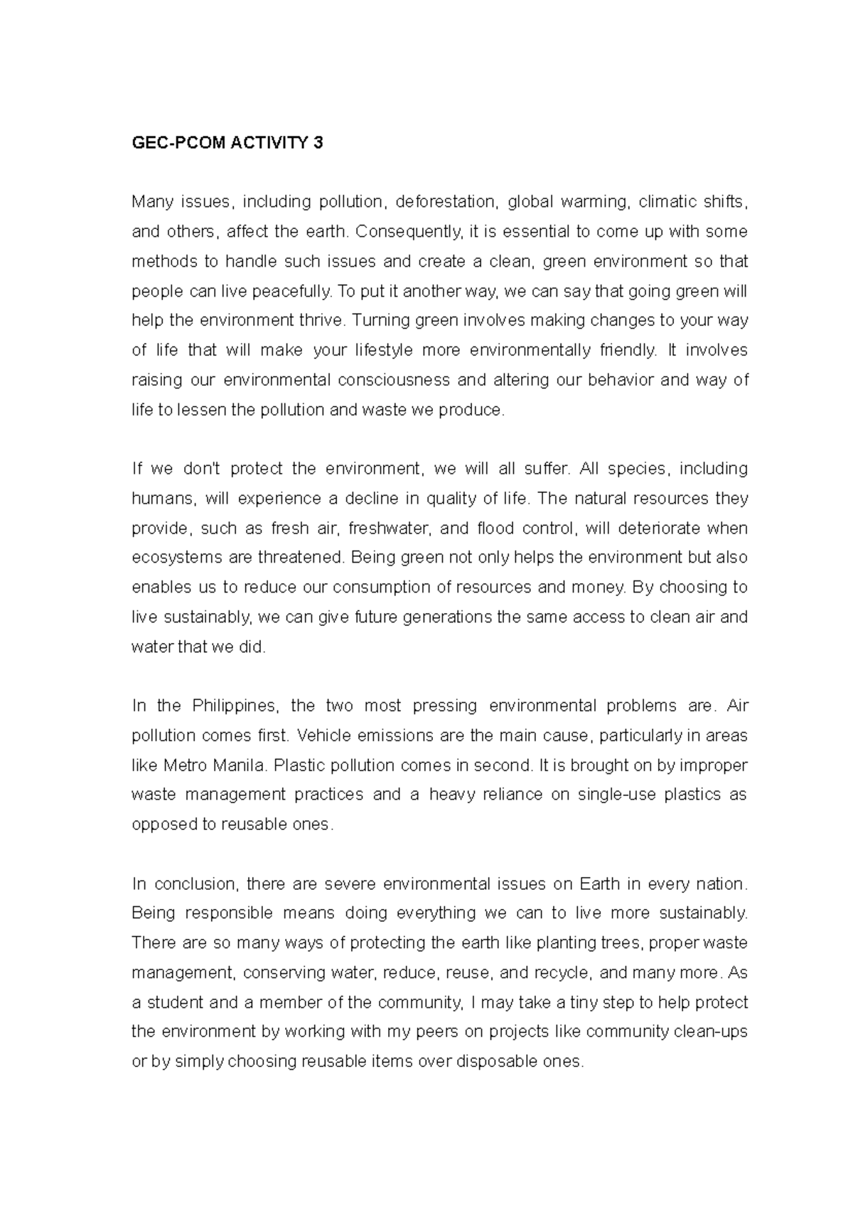 GEC-PCOM Activity 3 - About - GEC-PCOM ACTIVITY 3 Many issues ...