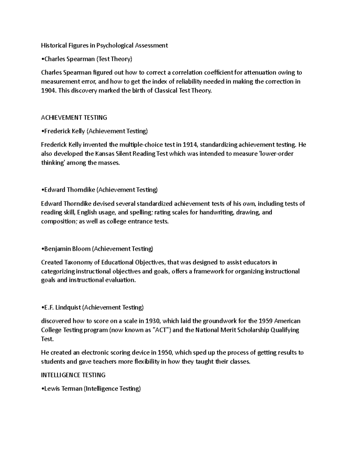 Psychass historical figures Historical Figures in Psychological Assessment •Charles Spearman