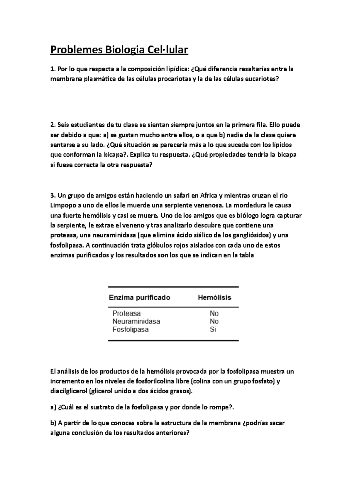 Problemes Biologia Cel Problemes Biologia Cel·lular Por lo que