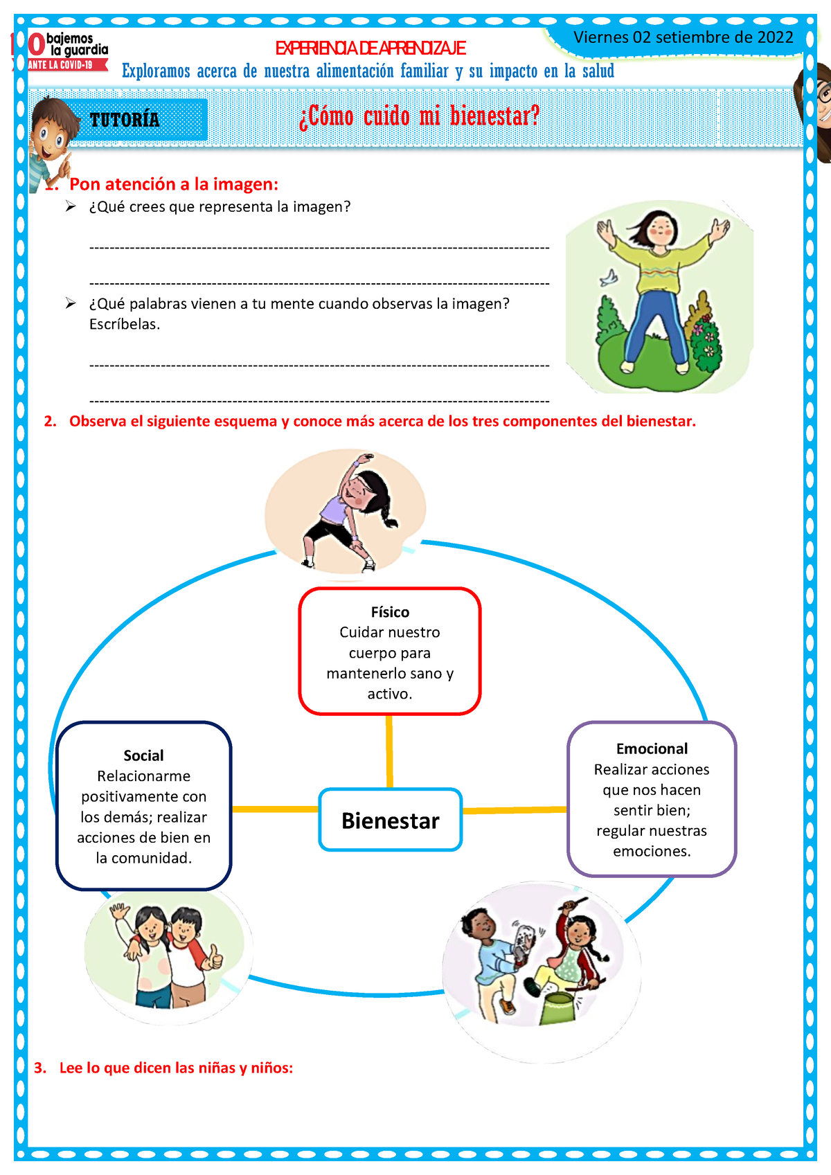 Plan Lecctor Y Tutoria Ficha ¿cómo Cuido Mi Bienestar Experienciadeaprendizaje Exploramos 