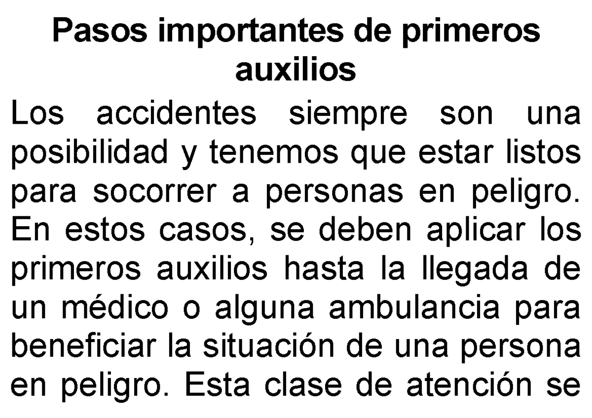 7 pasos importantes de primeros auxilios - Pasos importantes de