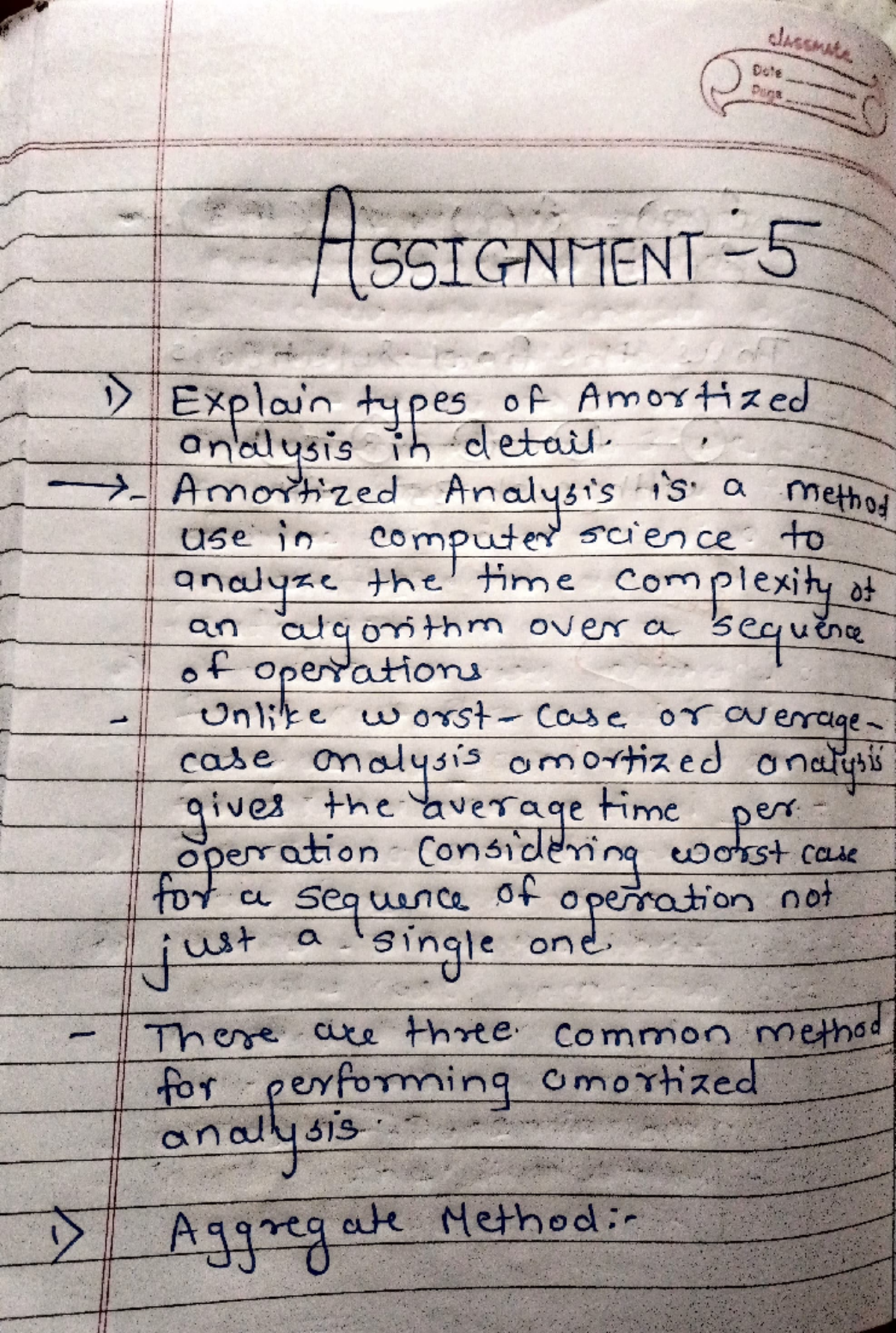 DAA 5 - Assignment - classmate Date Page ASSIGNMENT Explain types of ...