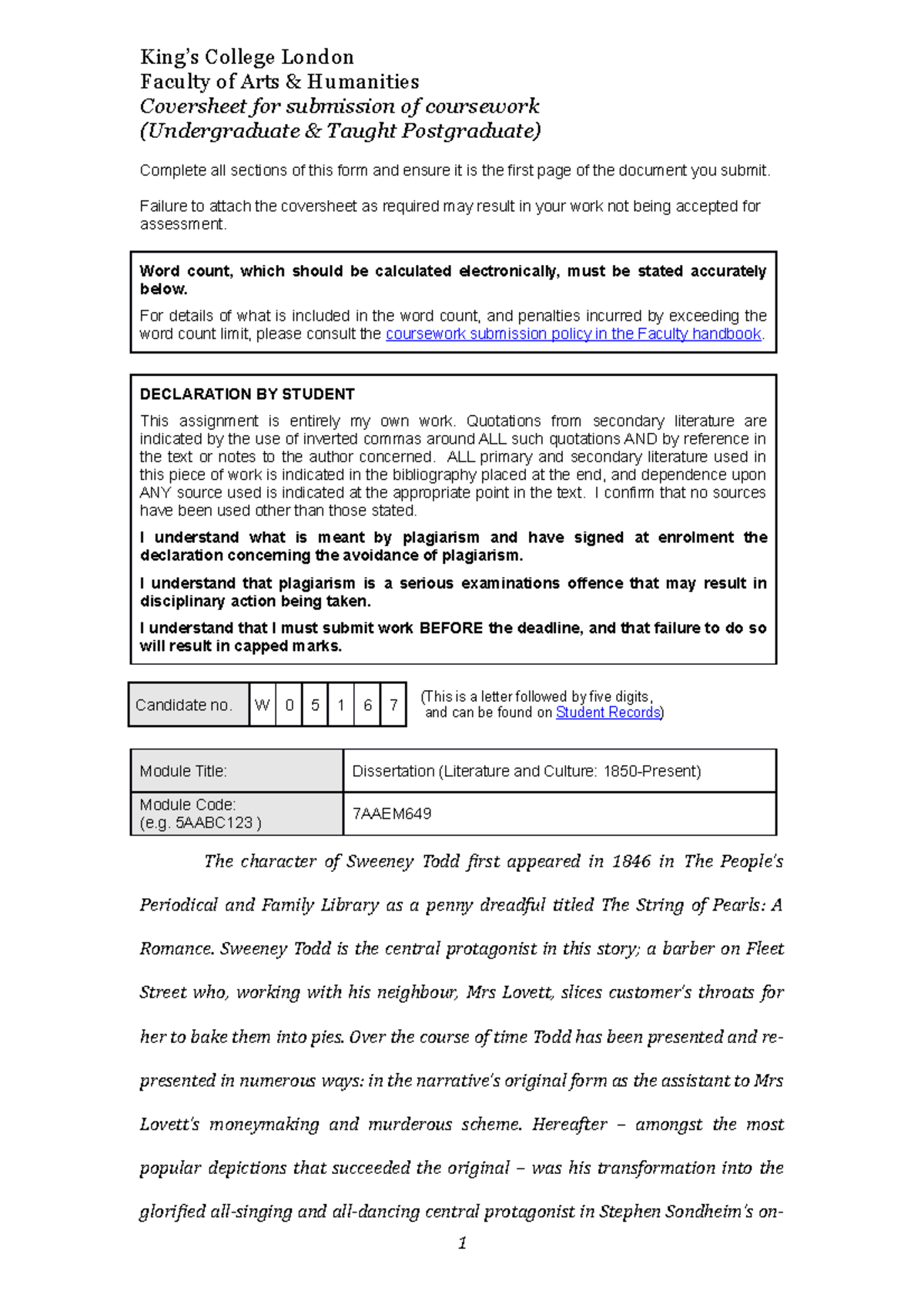 MA Dissertation W05167-7AAEM649 - King’s College London Faculty of Arts ...