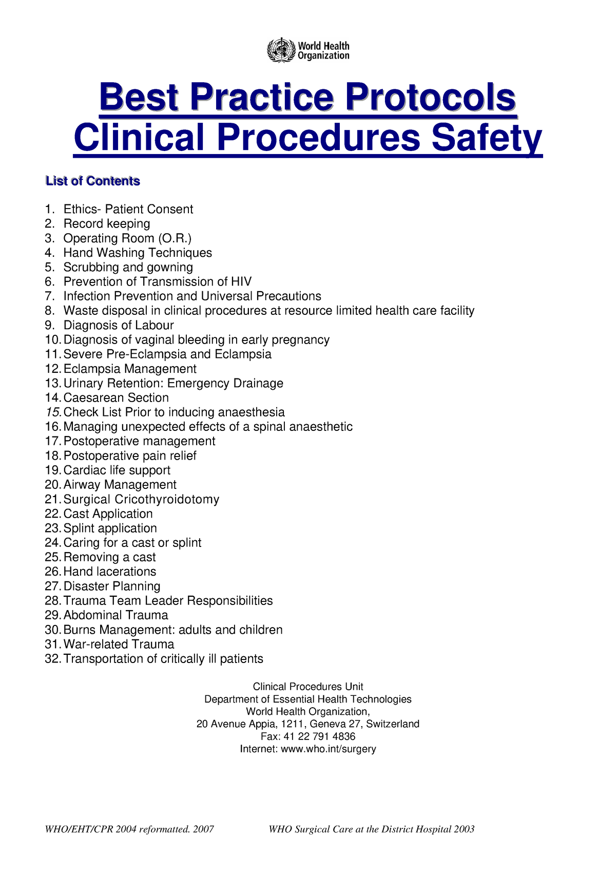 Best Practice Protocols CPSafety 07 - Best Practice Protocols B B E E S ...