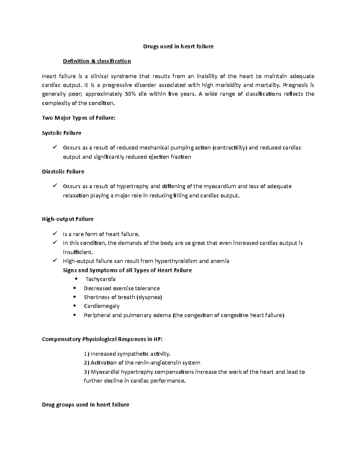 Drugs used in heart failure notes for both diploma and degree programme ...