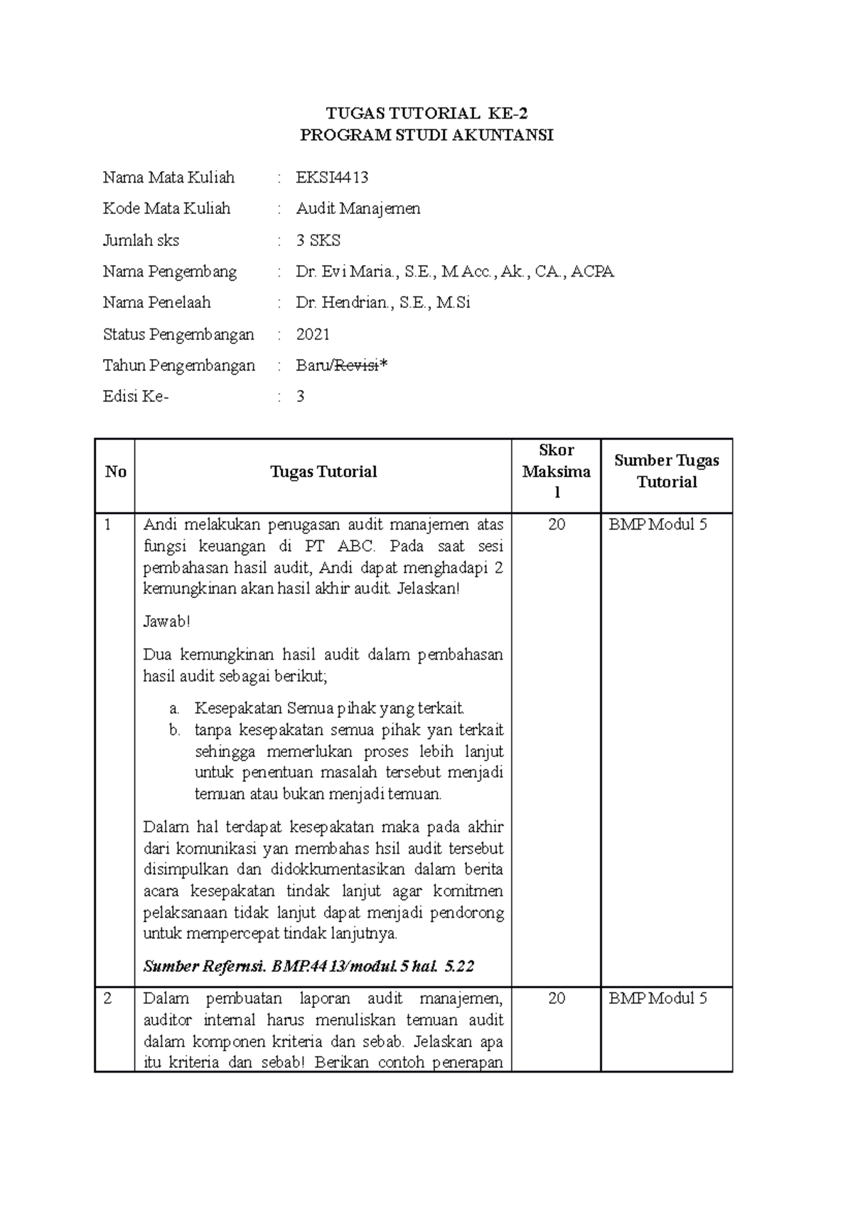 Tugas 2 - Keuangan - TUGAS TUTORIAL KE- PROGRAM STUDI AKUNTANSI Nama ...