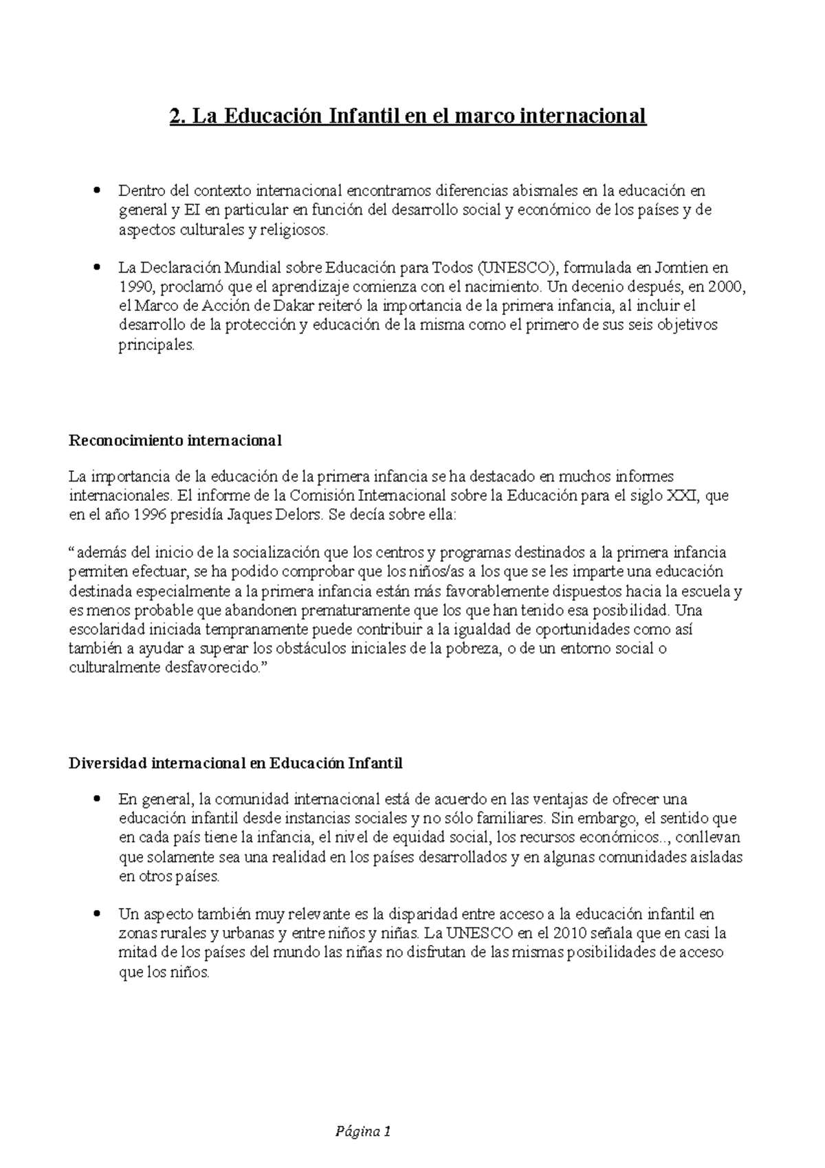 educación infantil - 2. La Educación Infantil en el marco internacional ...