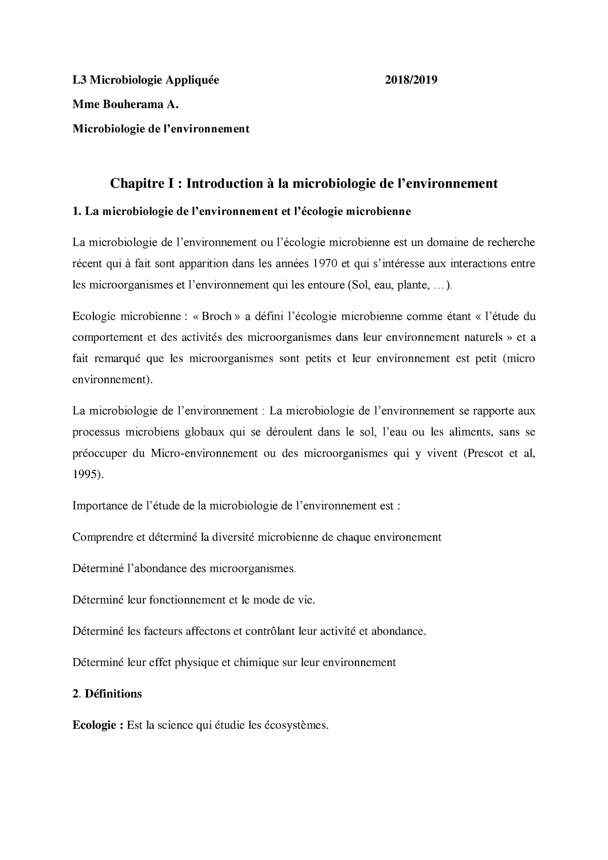 Chapitre I - Résumé Microbiologie - L3 Microbiologie Appliquée 2018 ...