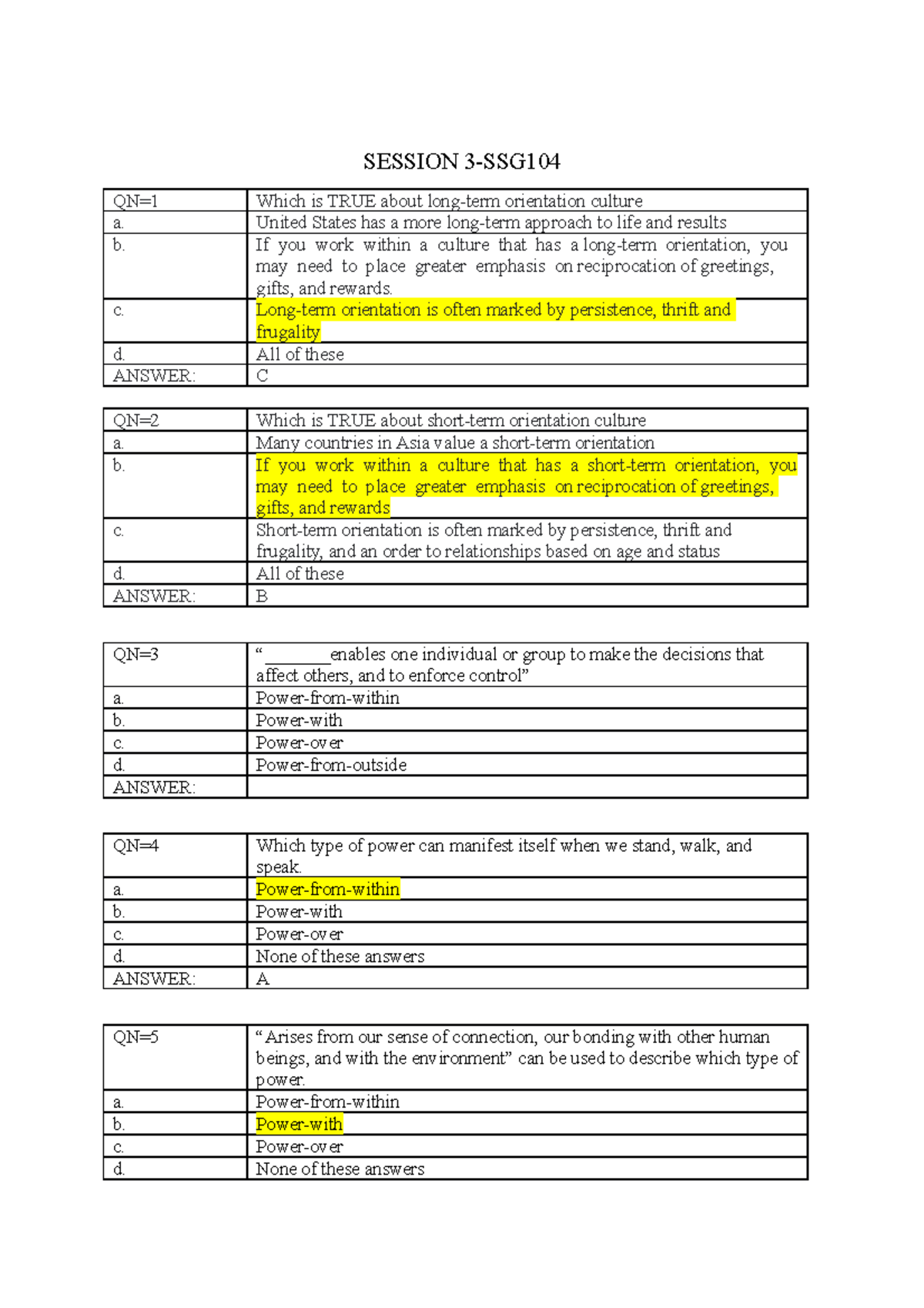 Session-III SSG104 - NO Description - SESSION 3-SSG QN=1 Which Is TRUE ...